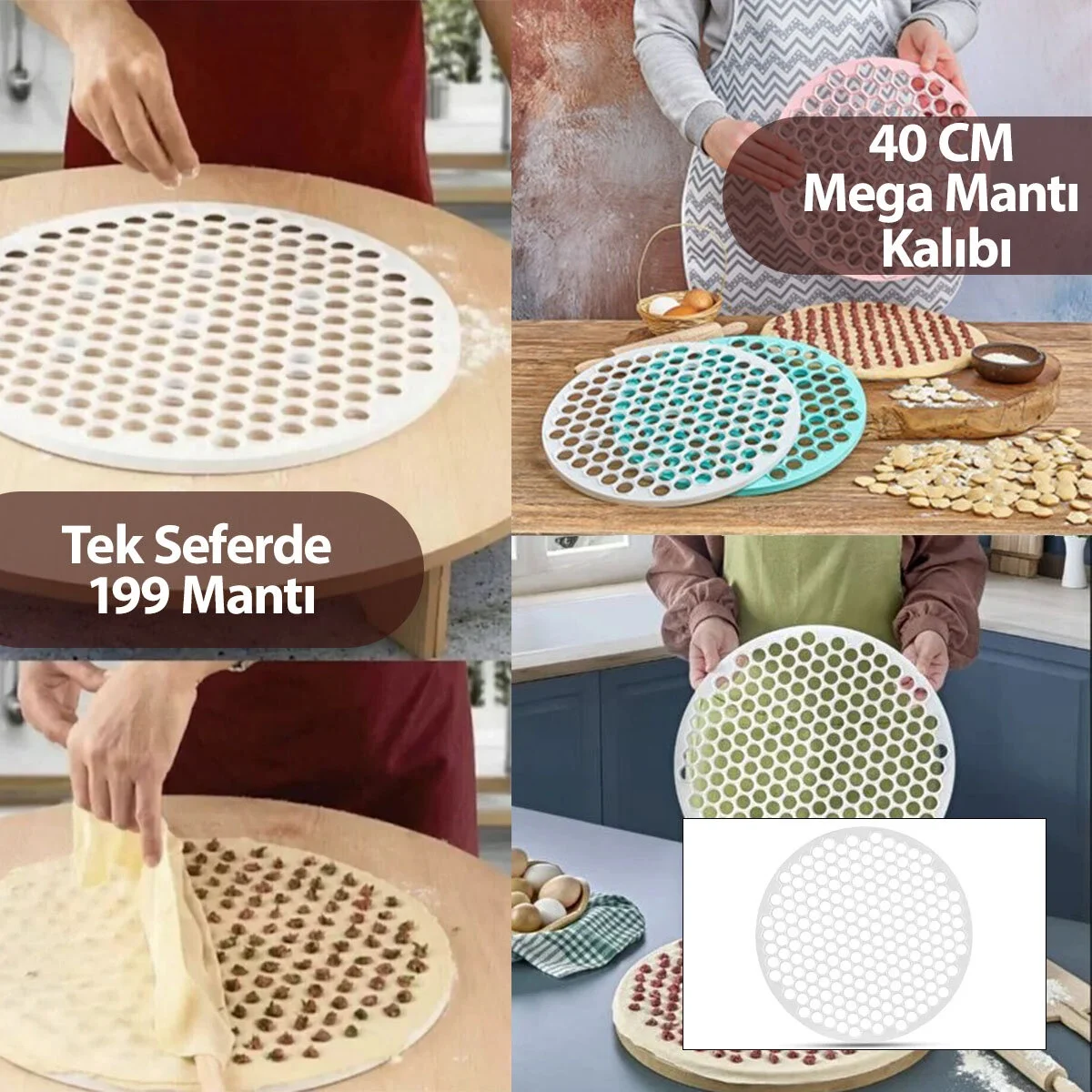 Mega Mantı Kalıbı - 40 cm - 199 Mantı Kapasiteli - Plastik Mega Mantı Kalıbı - 40 cm - 199 Mantı Kapasiteli - Plastik