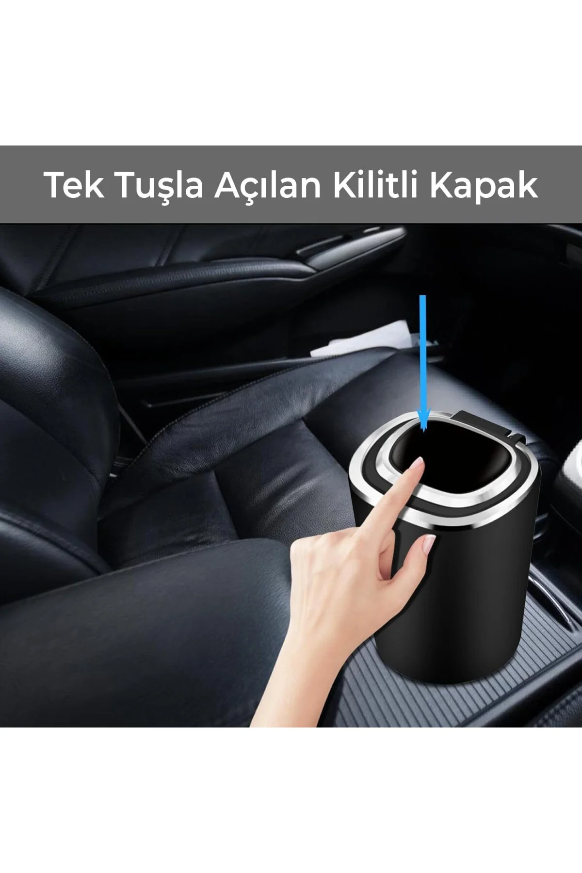 Mega Oto Market Araç İçi Küllük Krom Kapaklı Mavi Renk Işıklı Yan
