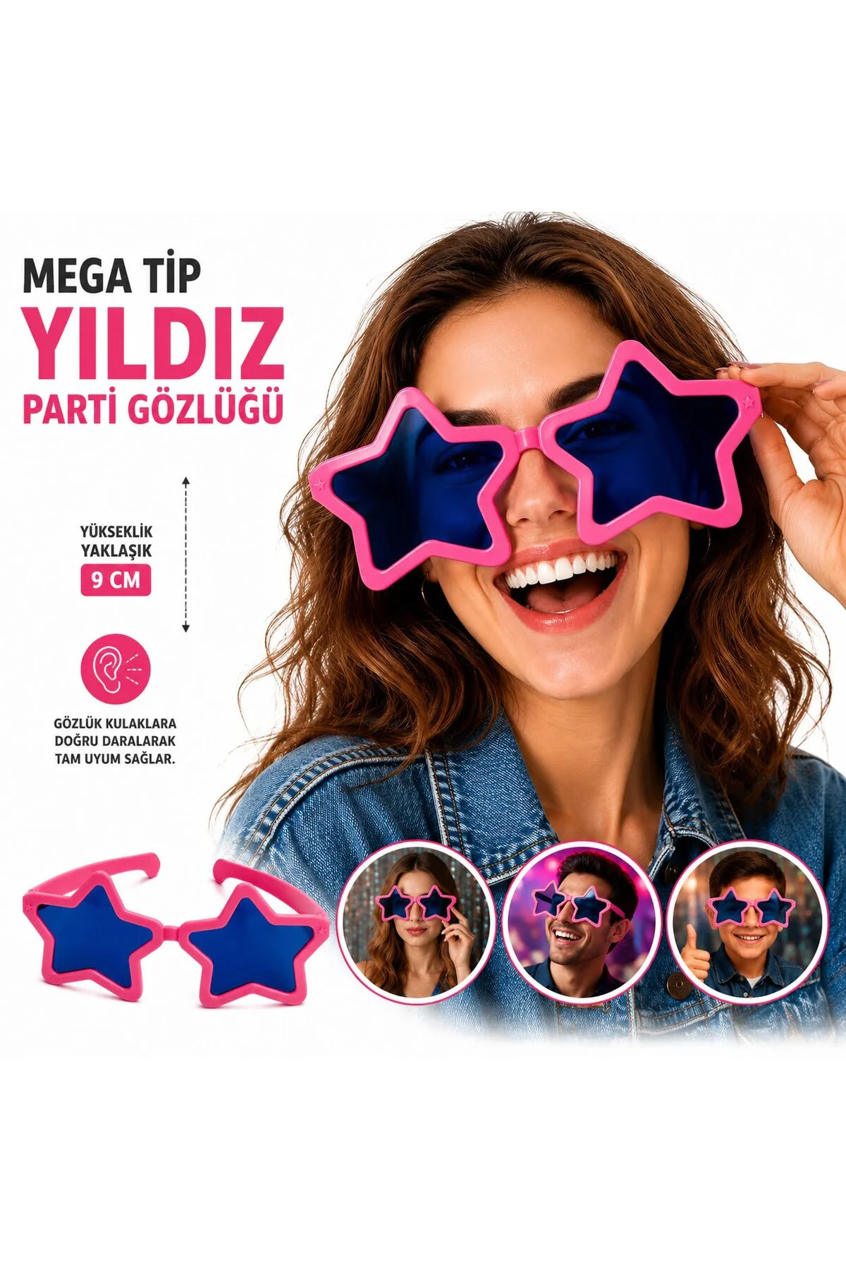 Mega Tip Yıldız Parti Gözlüğü Pembe Renk Mega Tip Yıldız Parti Gözlüğü Pembe Renk