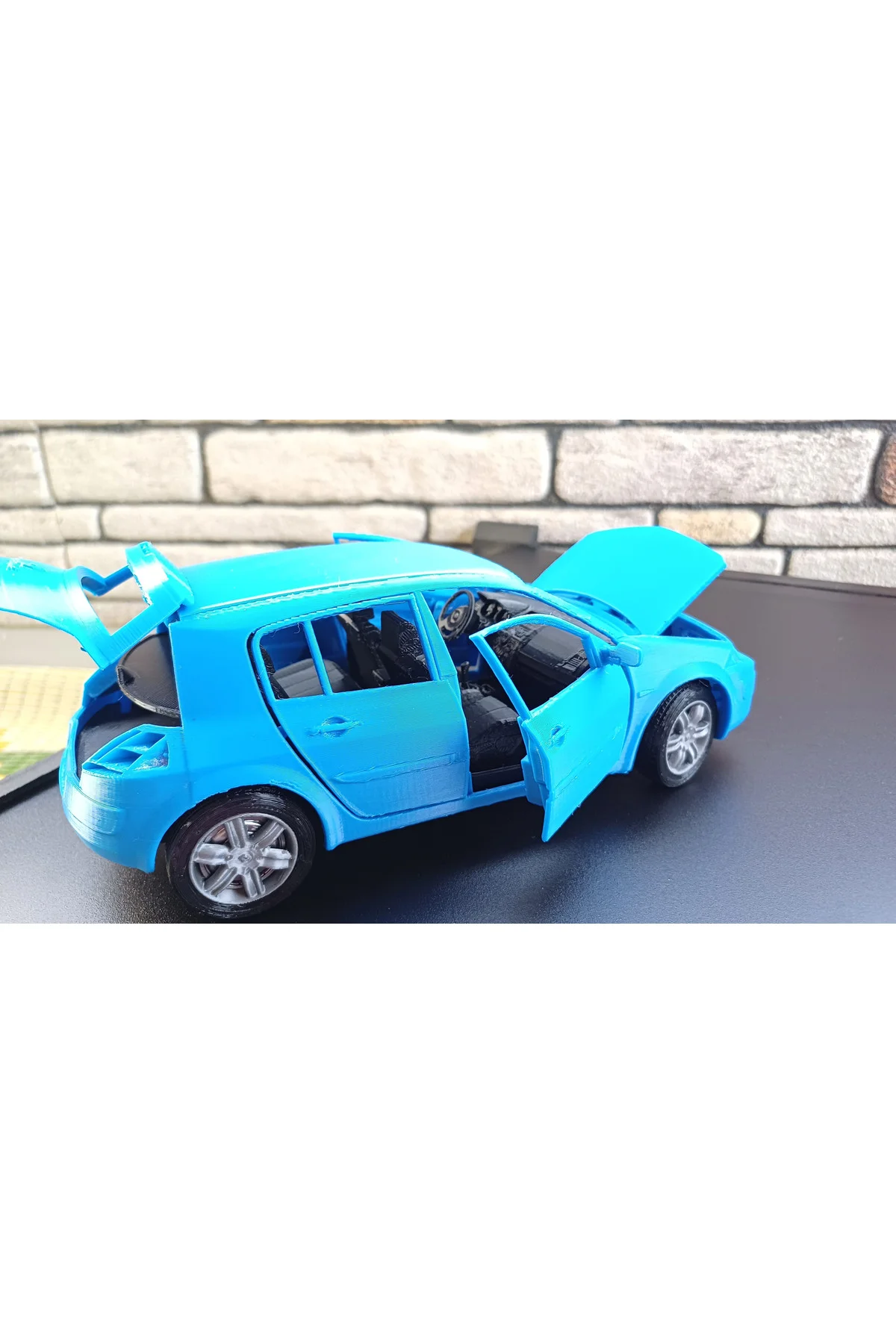 megane 2 hb 1/18 ölçek model araç mavi