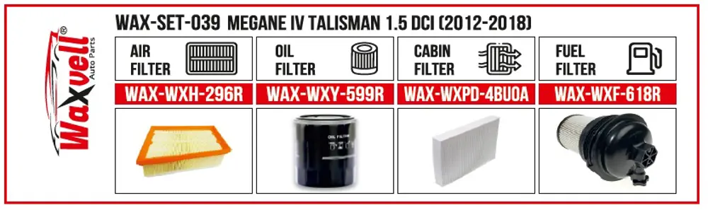 MEGANE IV TALISMAN 1.5 DCI FİLTRE BAKIM SETİ (2012-2018)