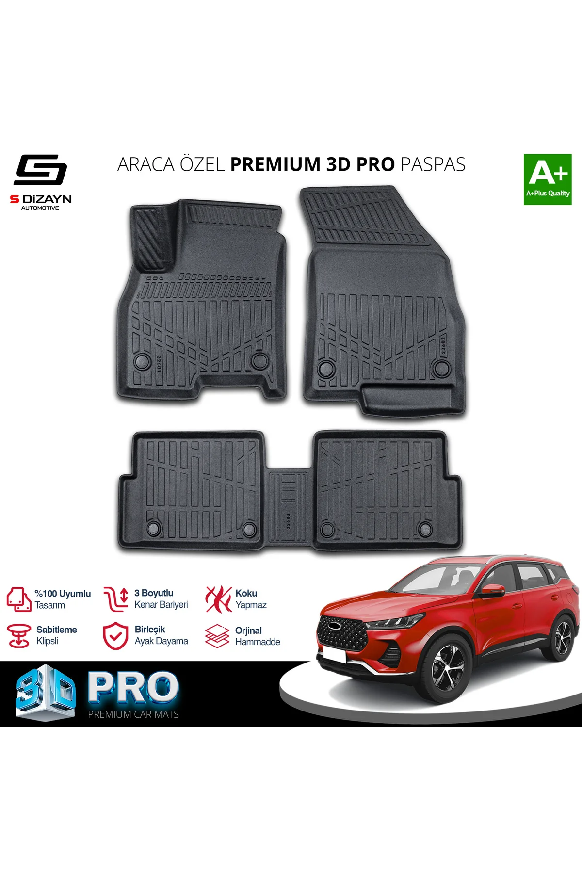 Meka Part Chery Tiggo 7 Pro 3D Pro Havuzlu Paspas 2022 Üzeri A+ Kalite