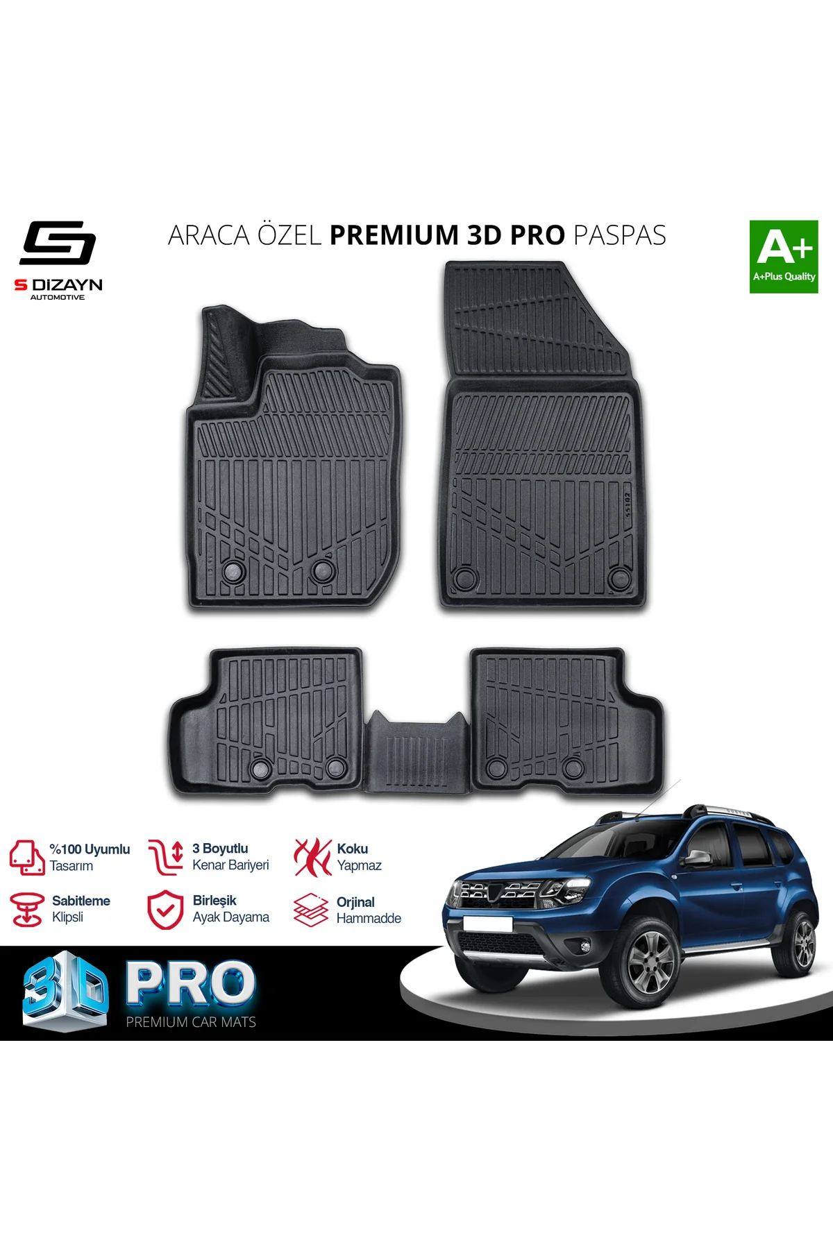 Meka Part Dacia Duster 3D Pro Havuzlu Paspas 2018-2022 A+ Kalite