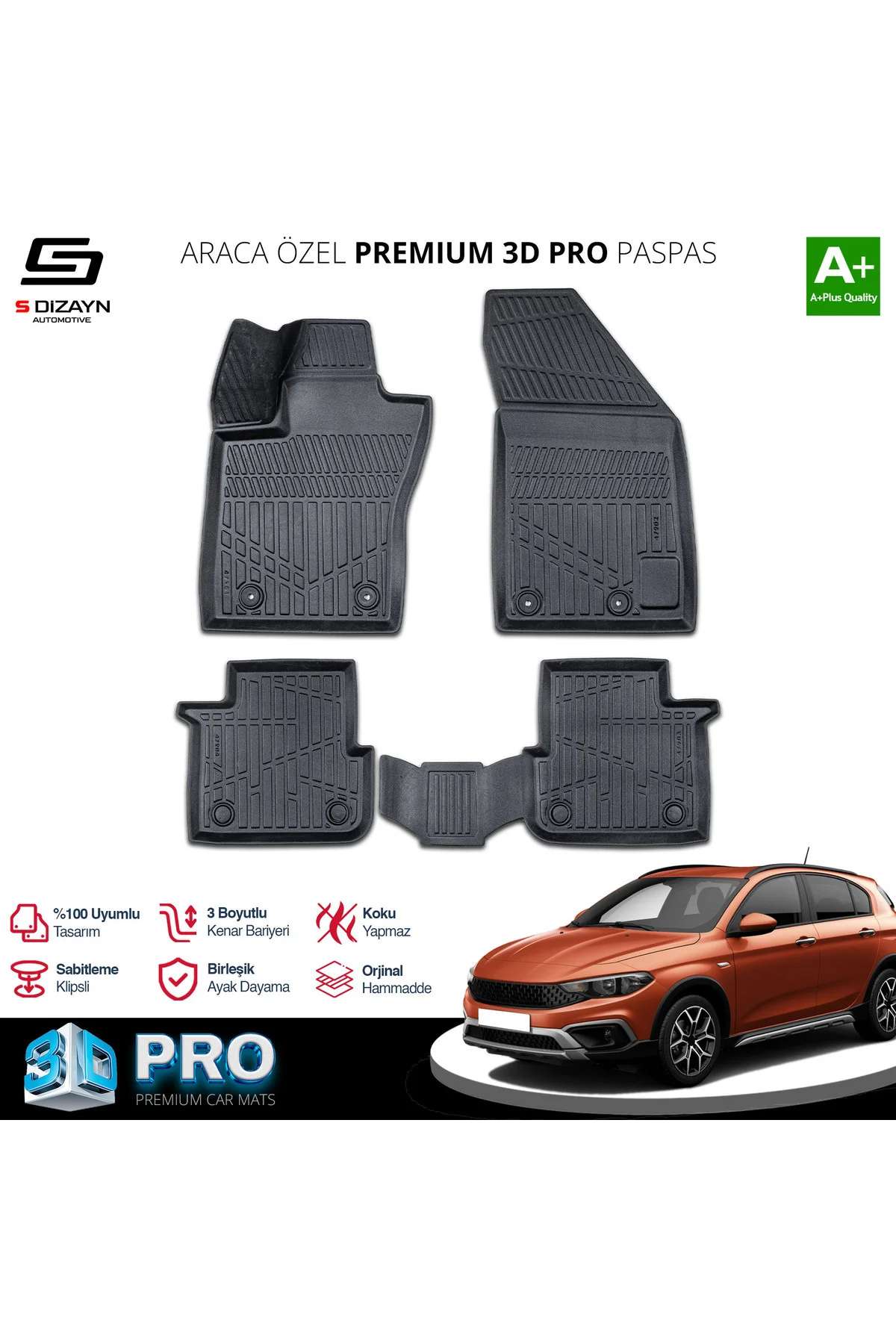 Meka Part Fiat Egea Cross 3D Pro Havuzlu Paspas 2020 Üzeri A+ Kal