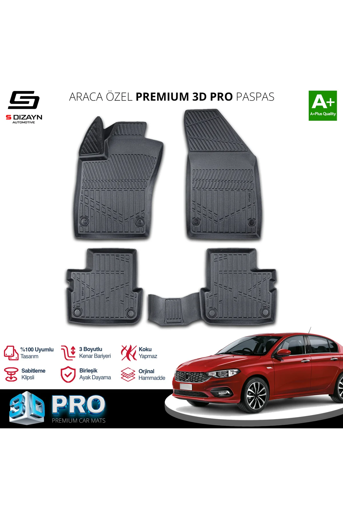 Meka Part Fiat Egea Sedan 3D Pro Havuzlu Paspas 2015-2020 A+ Kali Meka Part Fiat Egea Sedan 3D Pro Havuzlu Paspas 2015-2020 A+ Kali