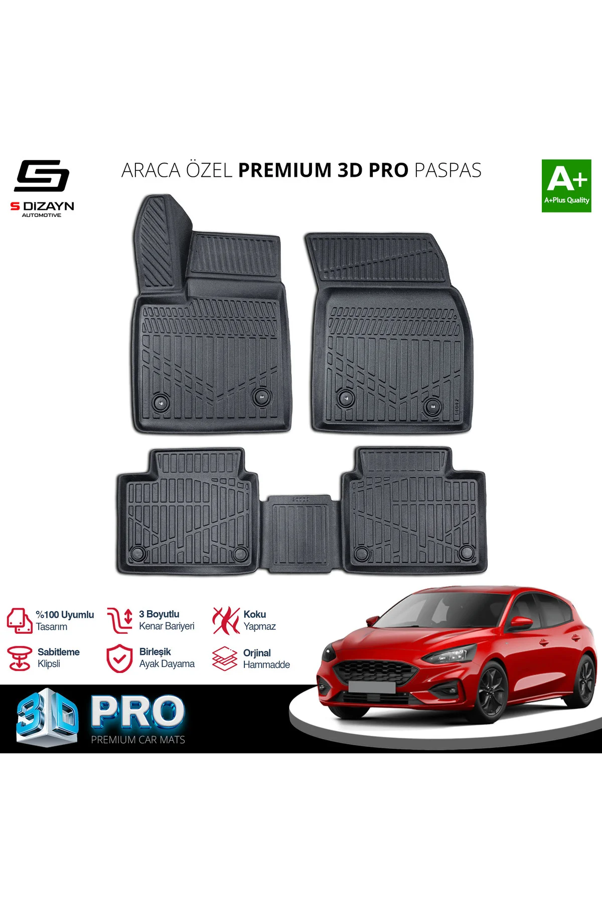 Meka Part Ford Focus 4 3D Pro Havuzlu Paspas 2019 Üzeri A+ Kalite