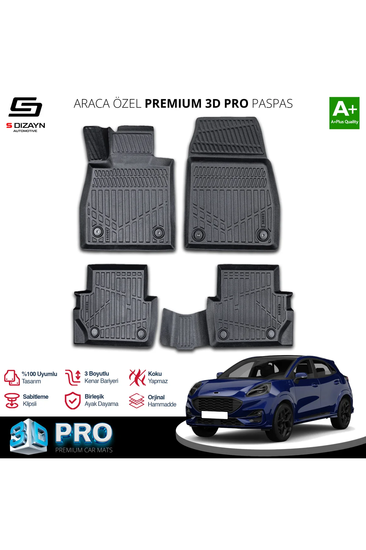 Meka Part Ford Puma 3D Pro Havuzlu Paspas 2019 Üzeri A+ Kalite Fiyatı, Yorumları ve Özellikleri