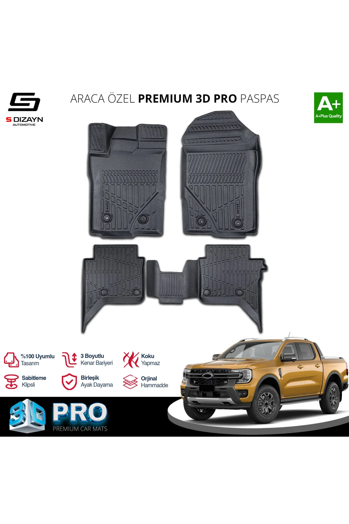 Meka Part Ford Ranger 3D Pro Havuzlu Paspas 2023 Üzeri A+ Kalite