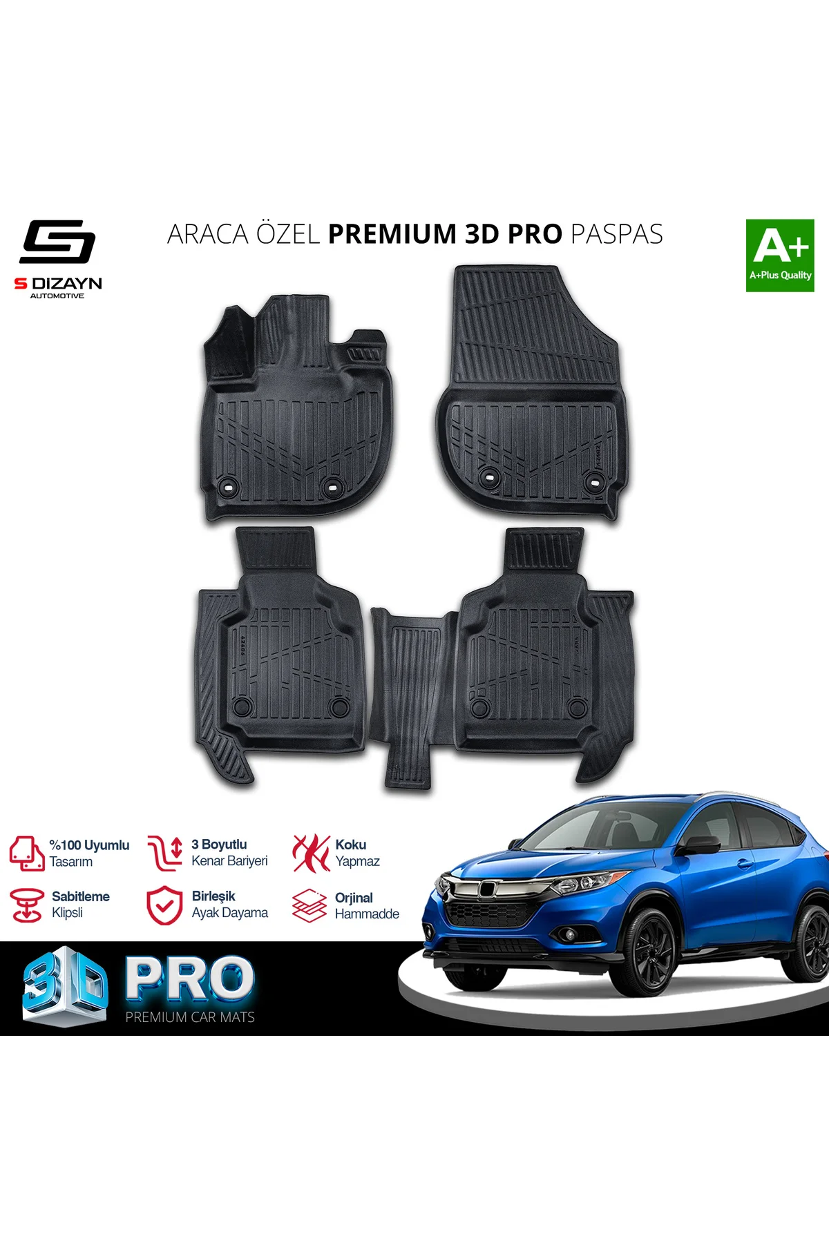 Meka Part Honda HR-V 3D Pro Havuzlu Paspas 2021 Üzeri A+ Kalite Meka Part Honda HR-V 3D Pro Havuzlu Paspas 2021 Üzeri A+ Kalite