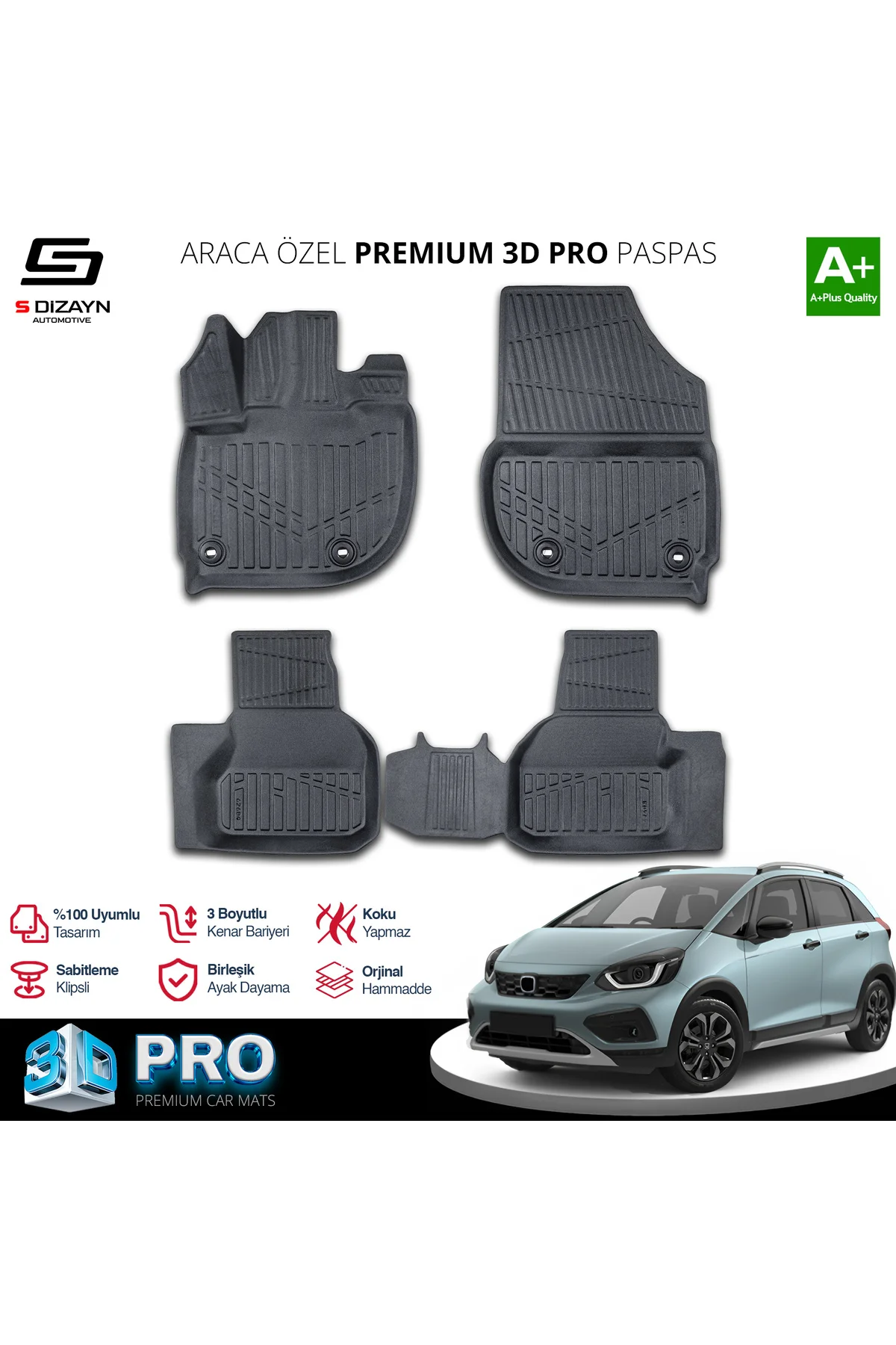 Meka Part Honda Jazz 3D Pro Havuzlu Paspas 2020 Üzeri A+ Kalite Meka Part Honda Jazz 3D Pro Havuzlu Paspas 2020 Üzeri A+ Kalite
