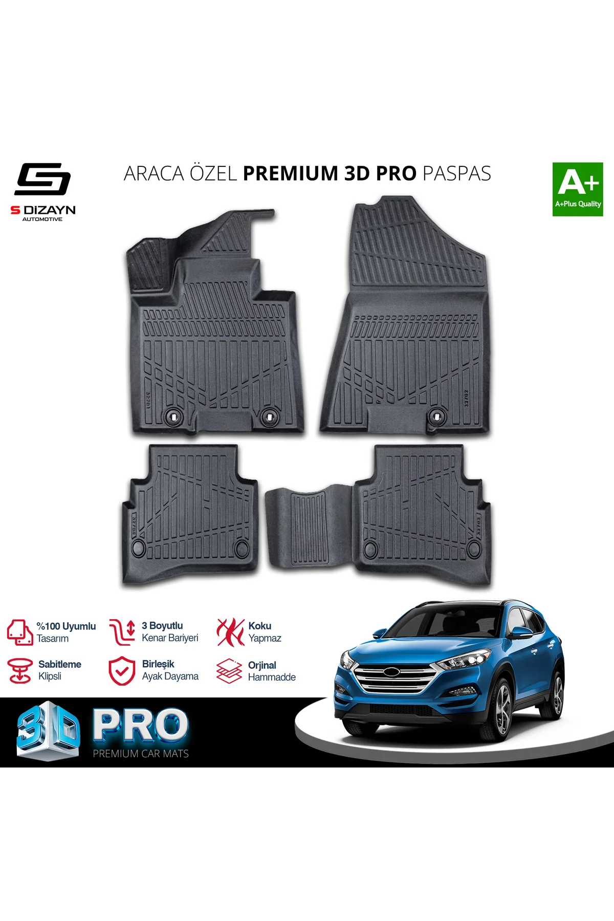 Meka Part Hyundai Tucson 3D Pro Havuzlu Paspas 2015-2020 A+ Kalit