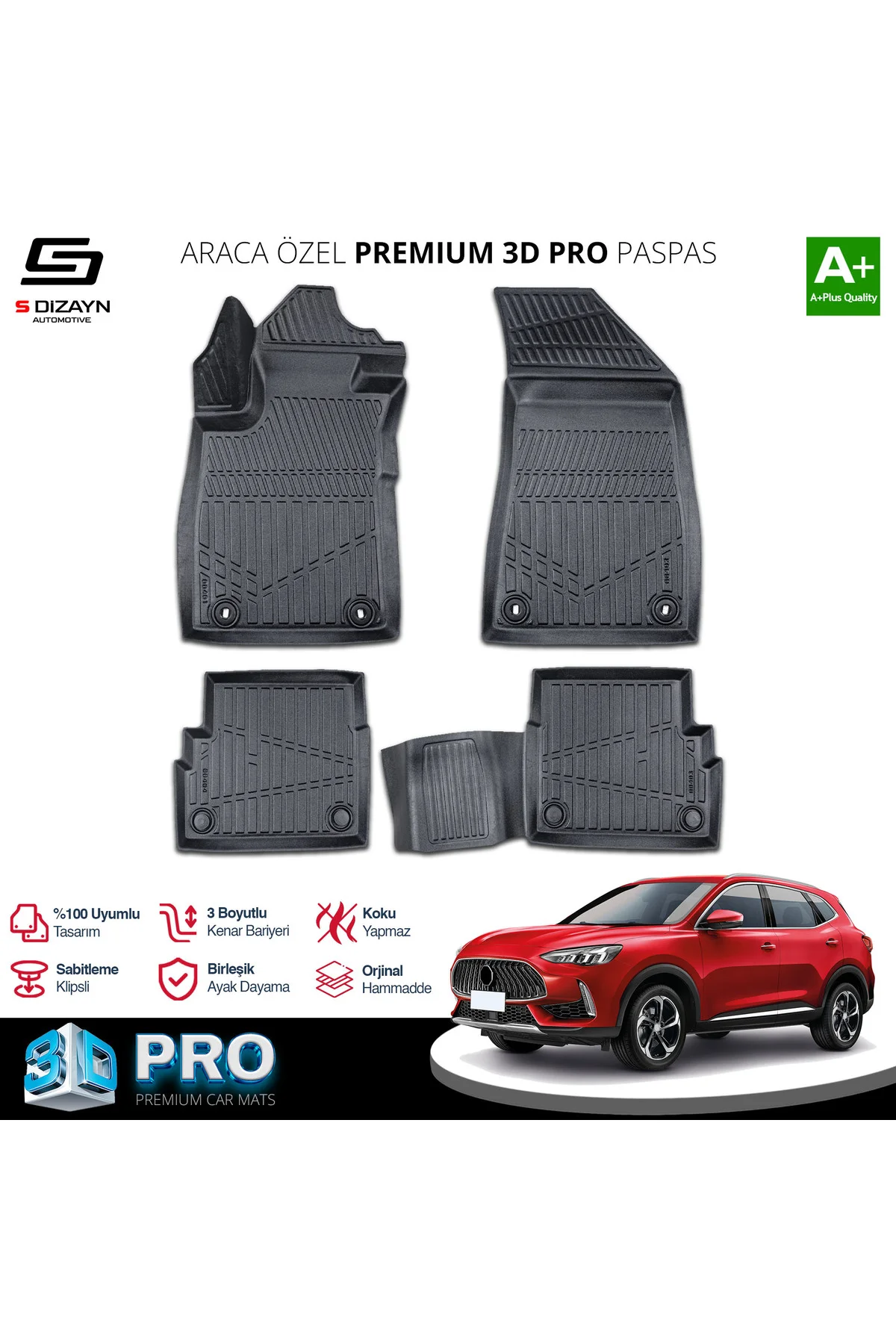 Meka Part MG HS Benzinli 3D Pro Havuzlu Paspas 2018-2024 A+ Kalite