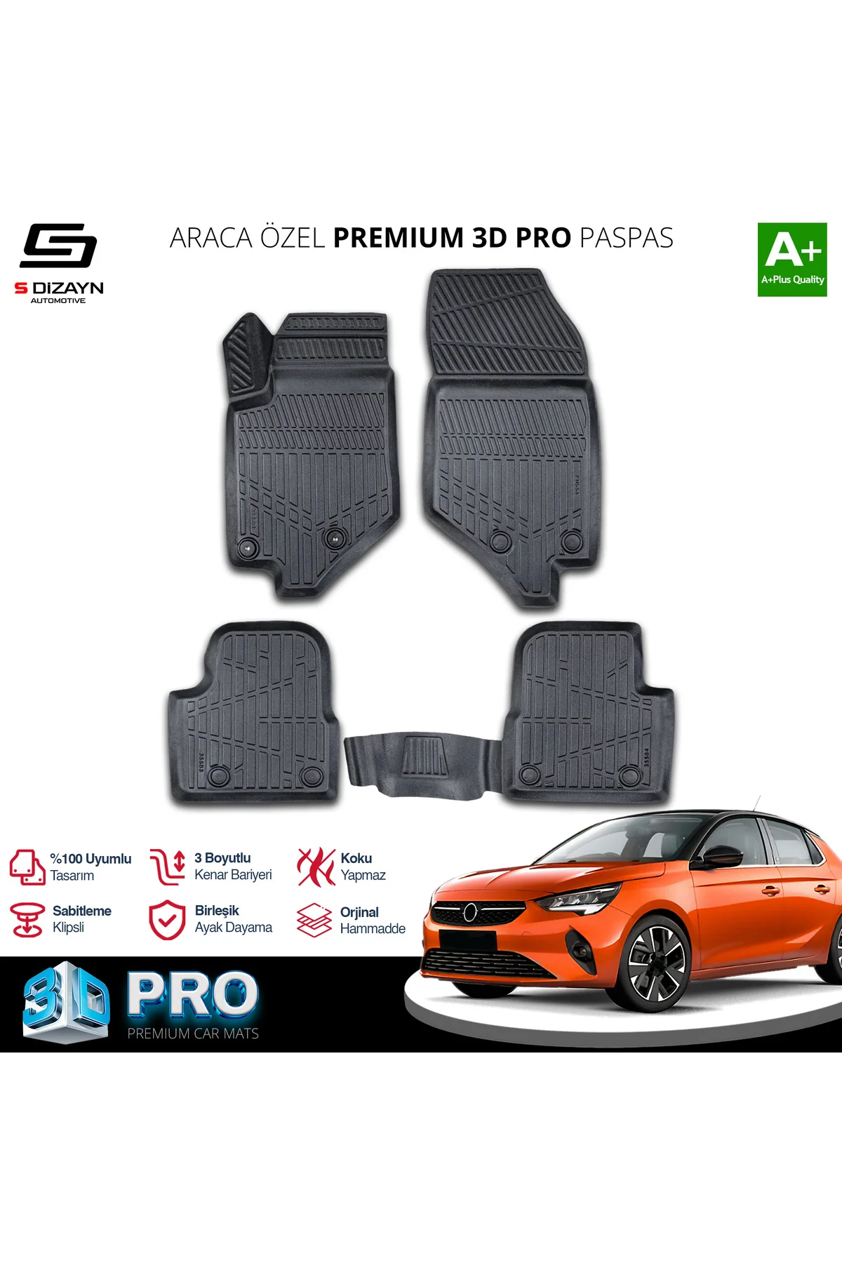 Meka Part Opel Corsa F 3D Pro Havuzlu Paspas 2019 Üzeri A+ Kalite Meka Part Opel Corsa F 3D Pro Havuzlu Paspas 2019 Üzeri A+ Kalite