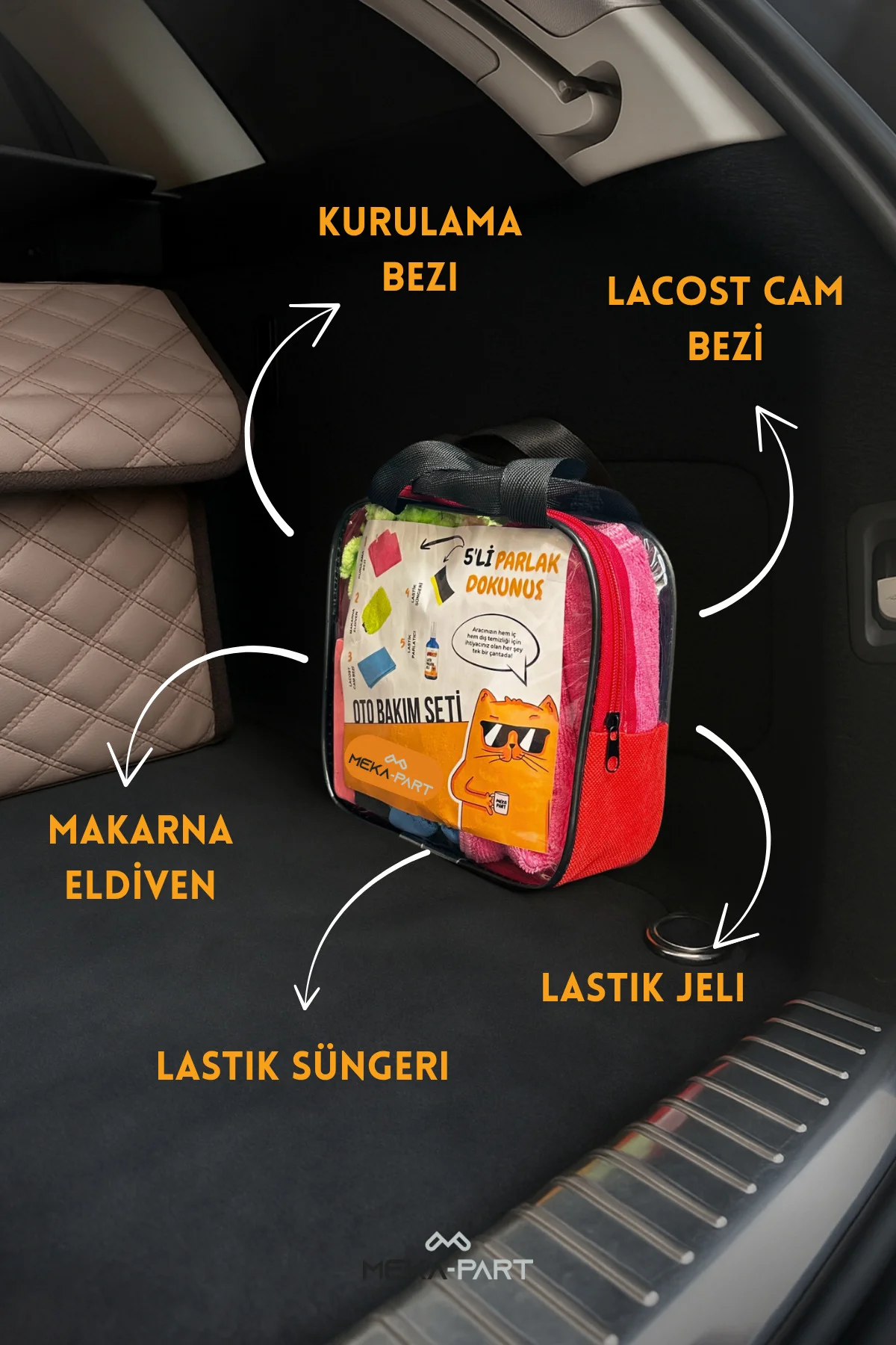 Meka Part Oto Bakım Seti Parlak Dokunuş 5'li Set Her Şey Dahil