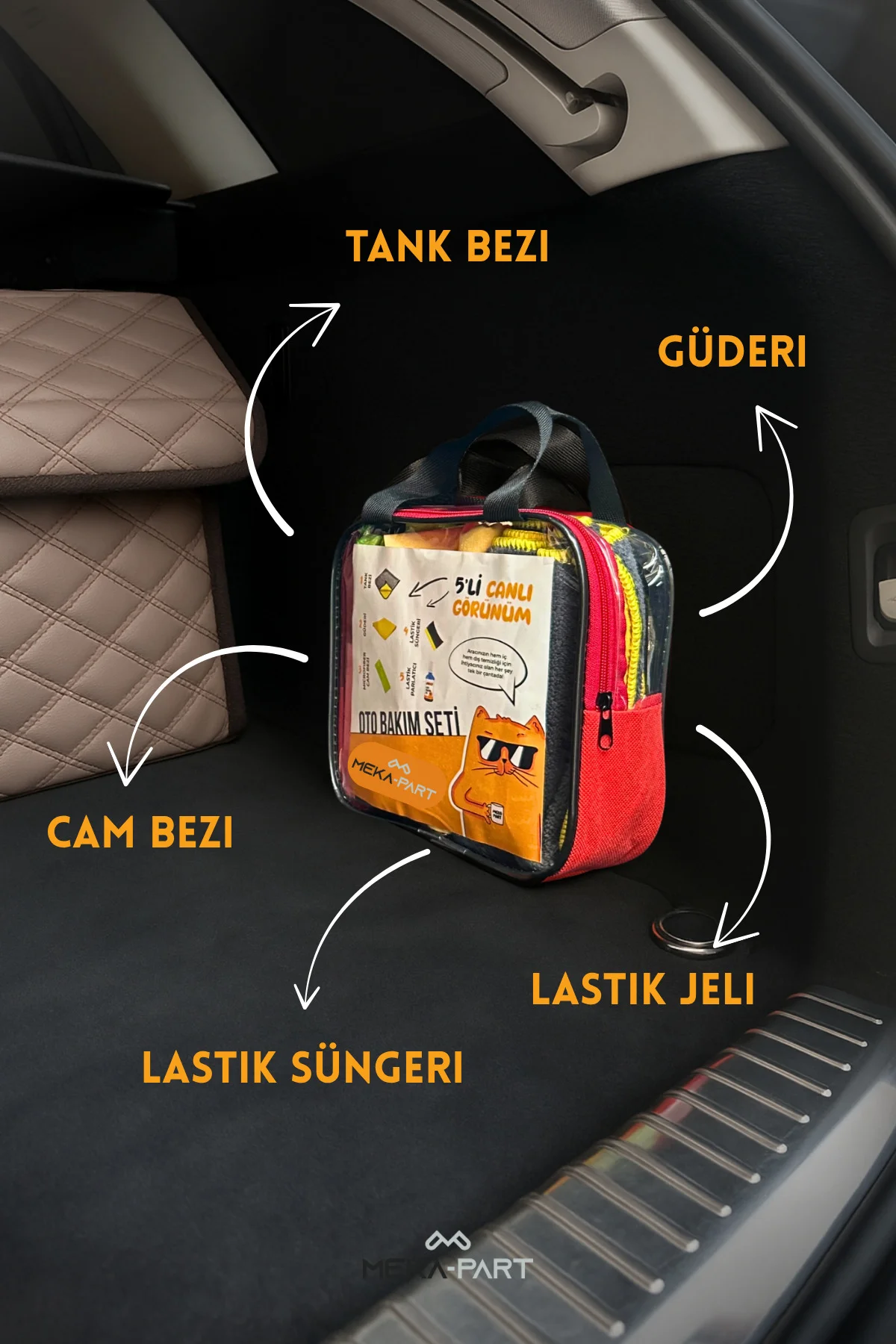 Meka Part Oto Bakım Seti Canlı Görünüm 5'li Set Her Şey Dahil