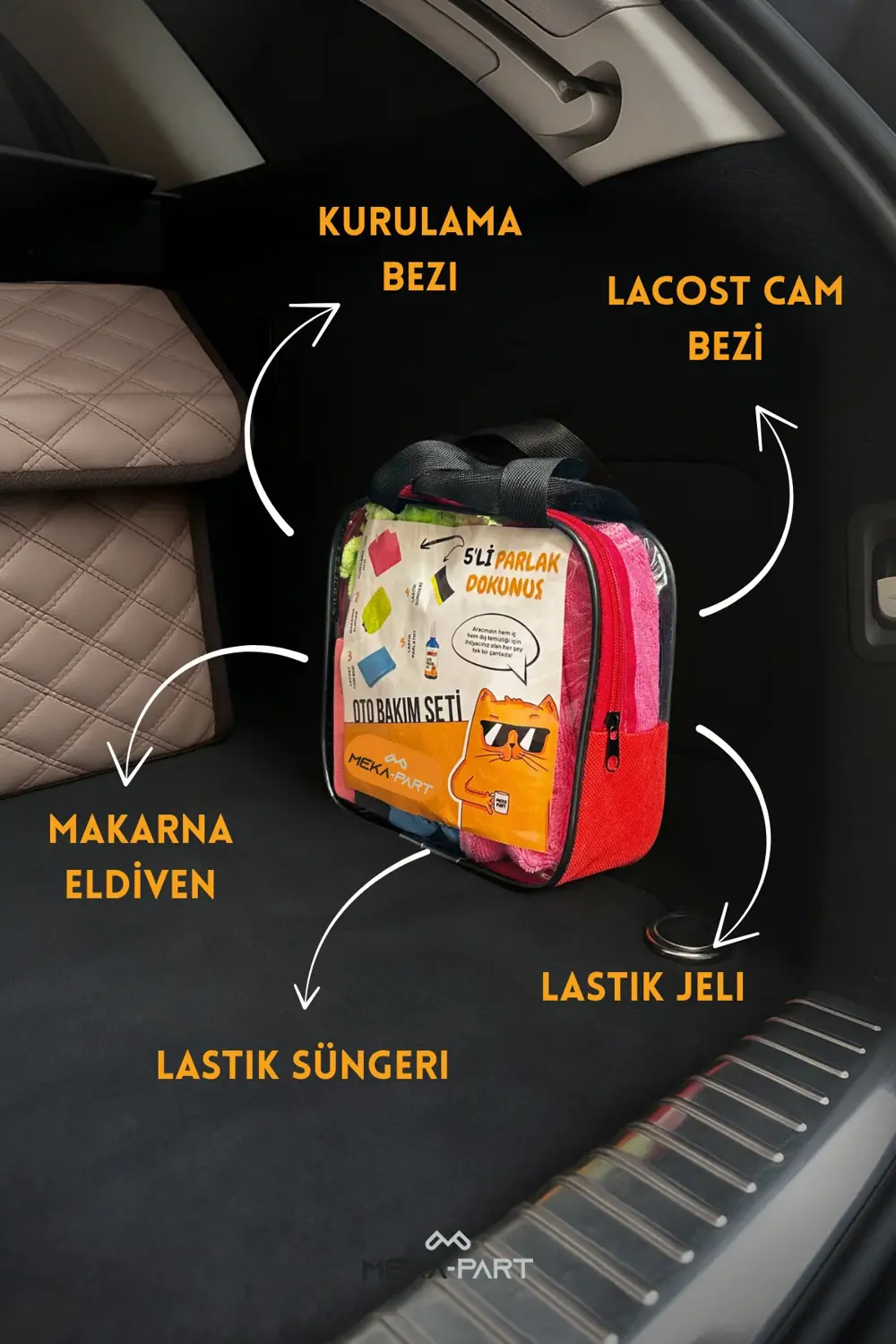 Meka Part Oto Bakım Seti Parlak Dokunuş 5'li Set Her Şey Dahil