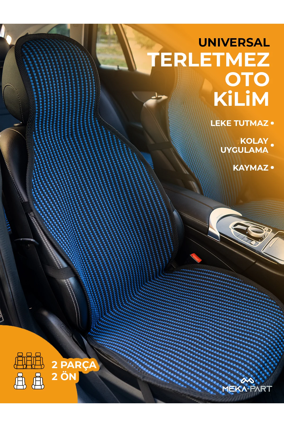 Meka Part Oto Koltuk Koruyucu Kılıf Mavi Çizgili Terletmez Univer