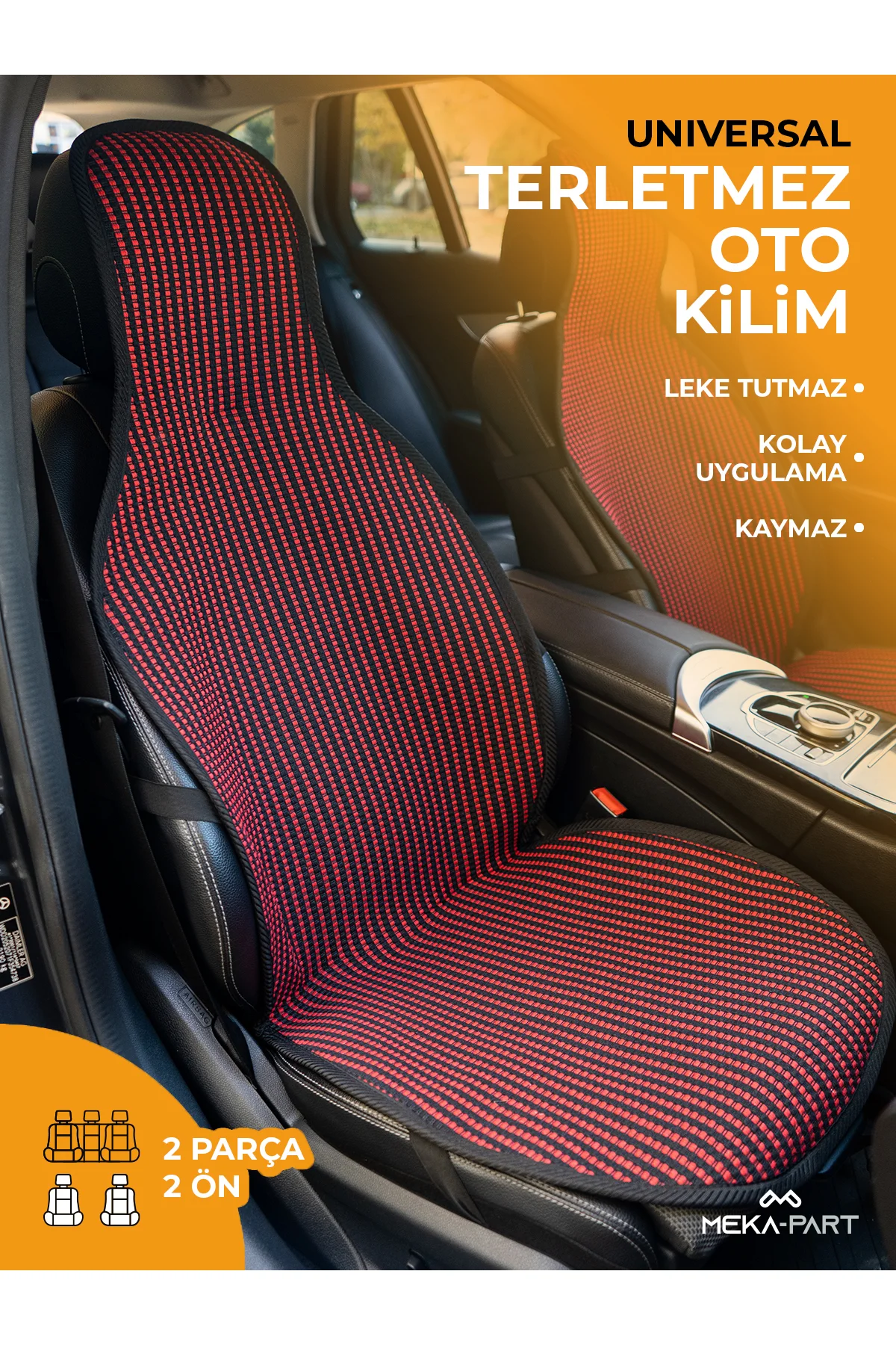 Meka Part Oto Koltuk Koruyucu Kılıf Kırmızı Çizgili Universal 2 P