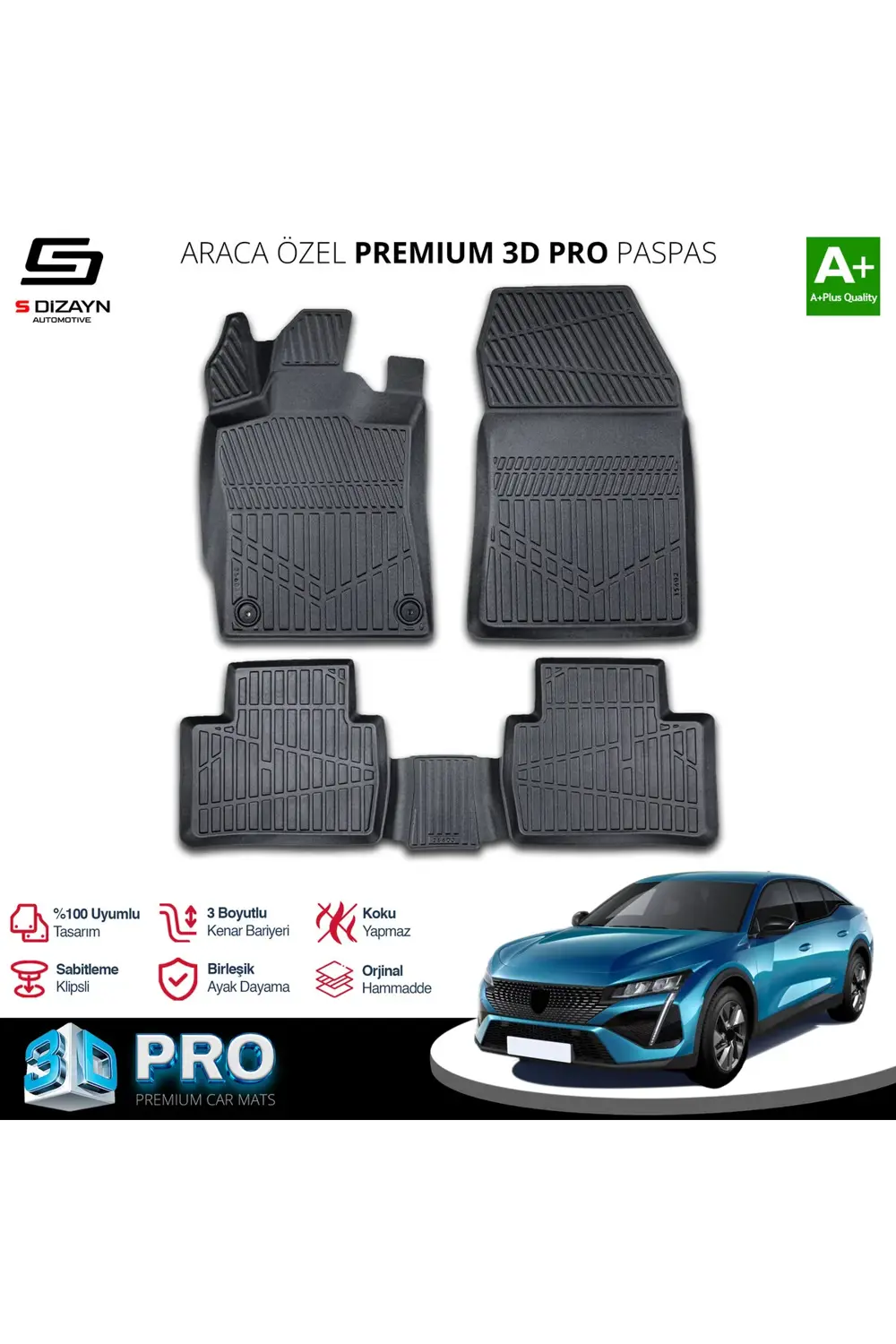 Meka Part Peugeot 408 3D Pro Havuzlu Paspas 2023 Üzeri A+ Kalite Meka Part Peugeot 408 3D Pro Havuzlu Paspas 2023 Üzeri A+ Kalite