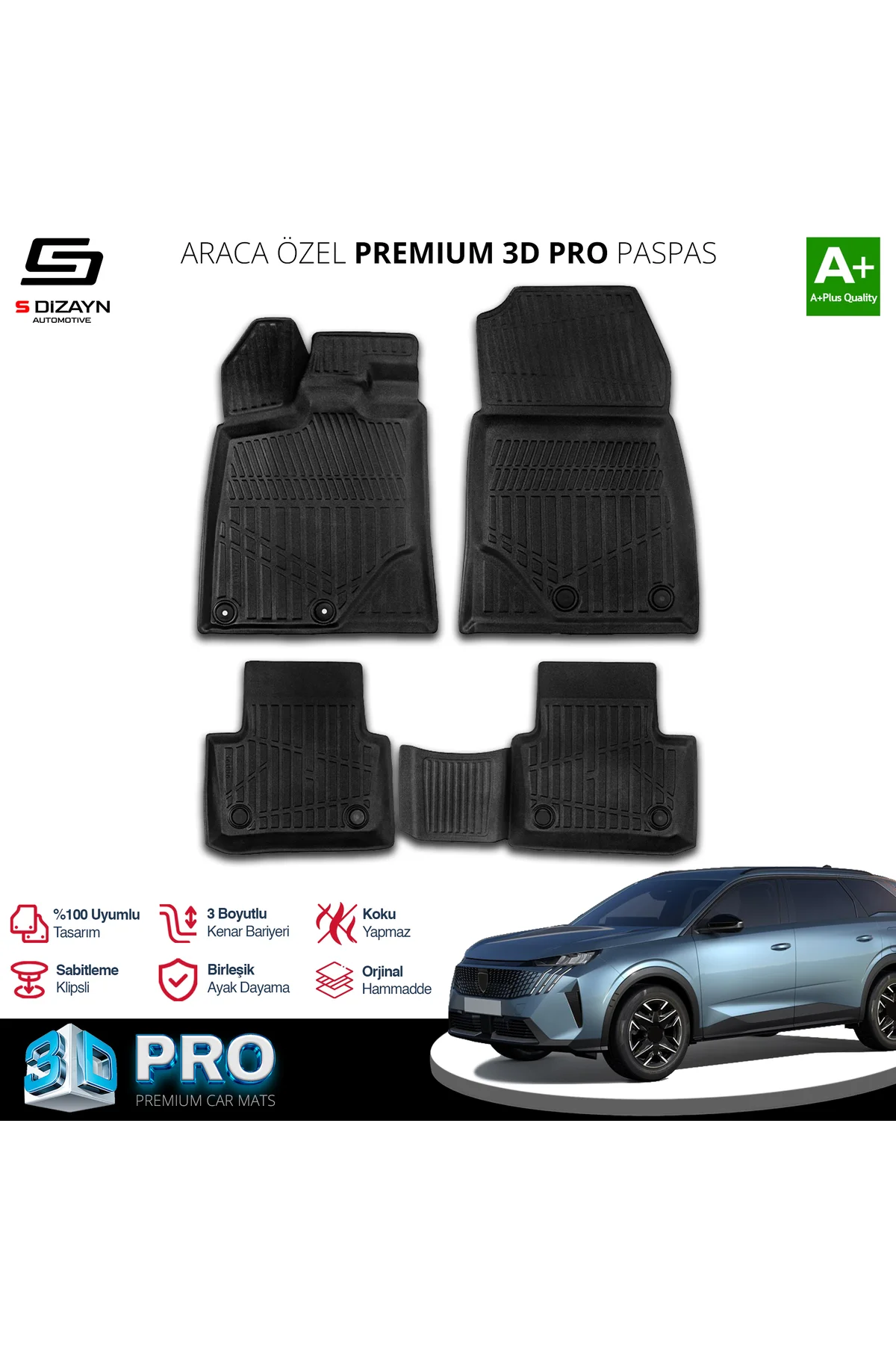 Meka Part Peugeot 5008 Hybrid 3D Pro Havuzlu Paspas 2024 Üzeri A+ Kalite