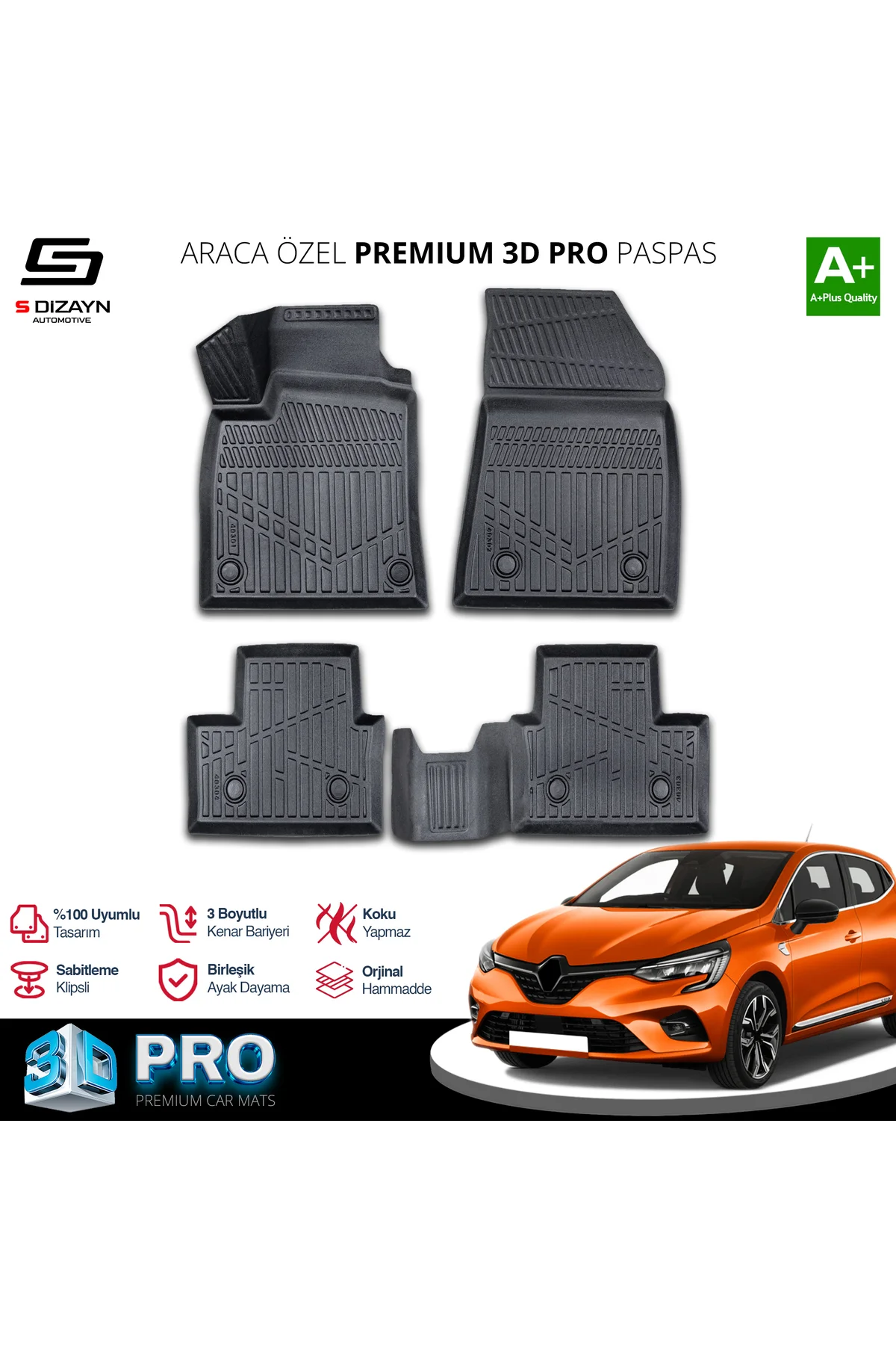 Meka Part Renault Clio 5 3D Pro Havuzlu Paspas 2019 Üzeri A+ Kalite Fiyatı, Yorumları ve Özellikleri