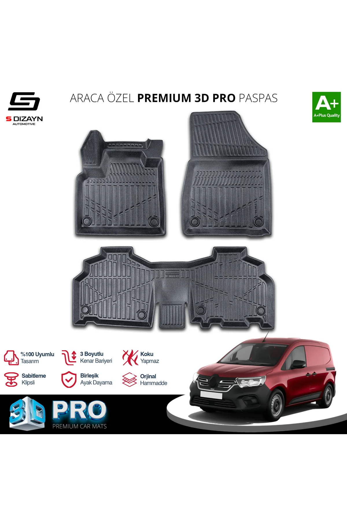 Meka Part Renault Kangoo 3D Pro Havuzlu Paspas 2024 Üzeri A+ Kali