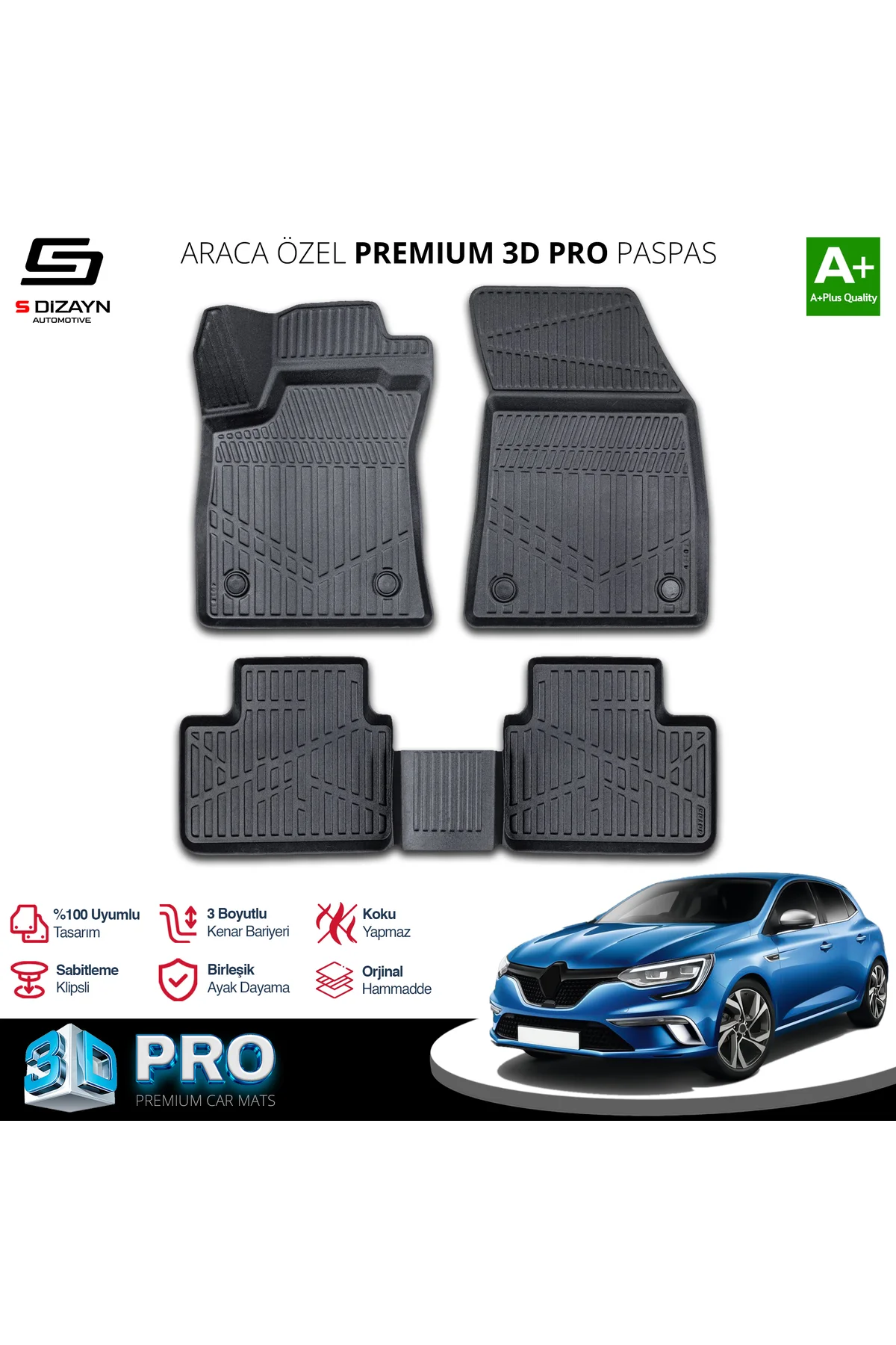 Meka Part Renault Megane 4 3D Pro Havuzlu Paspas 2016-2021 A+ Kalite