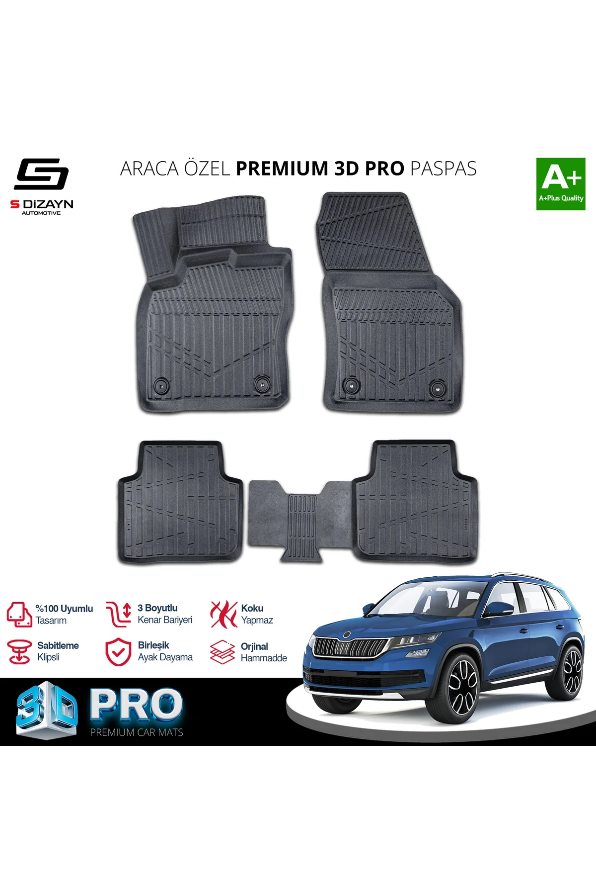 Meka Part Skoda Kodiaq 3D Pro Havuzlu Paspas 2017-2023 A+ Kalite Meka Part Skoda Kodiaq 3D Pro Havuzlu Paspas 2017-2023 A+ Kalite Fiyatı, Yorumları ve Özellikleri