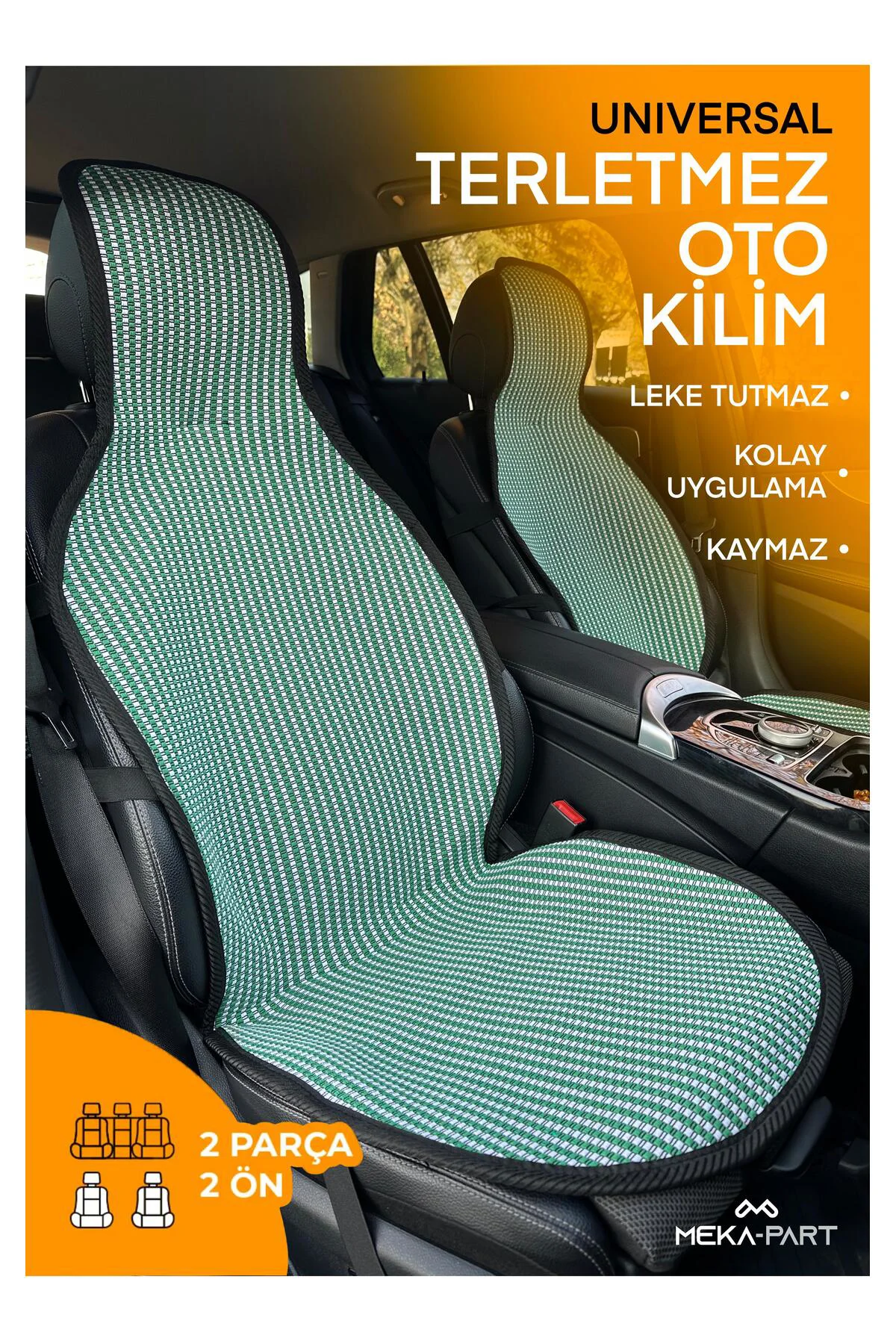 Meka Part Terletmez Koltuk Koruyucu Kılıf Bej3 Lü Universal 2 Par