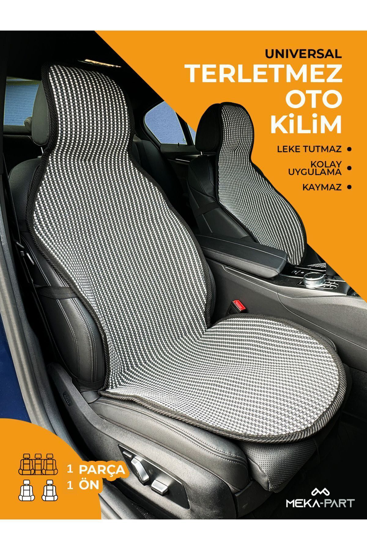 Trend Meka Part Terletmez Koltuk Koruyucu Kılıf Tekli Çizgili Füme-Beya