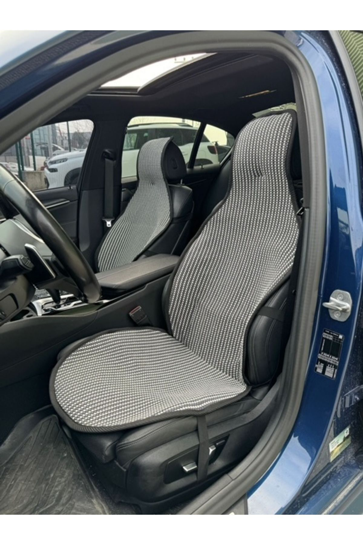 Trend Meka Part Terletmez Koltuk Koruyucu Kılıf Çizgili Füme Beyaz Univ