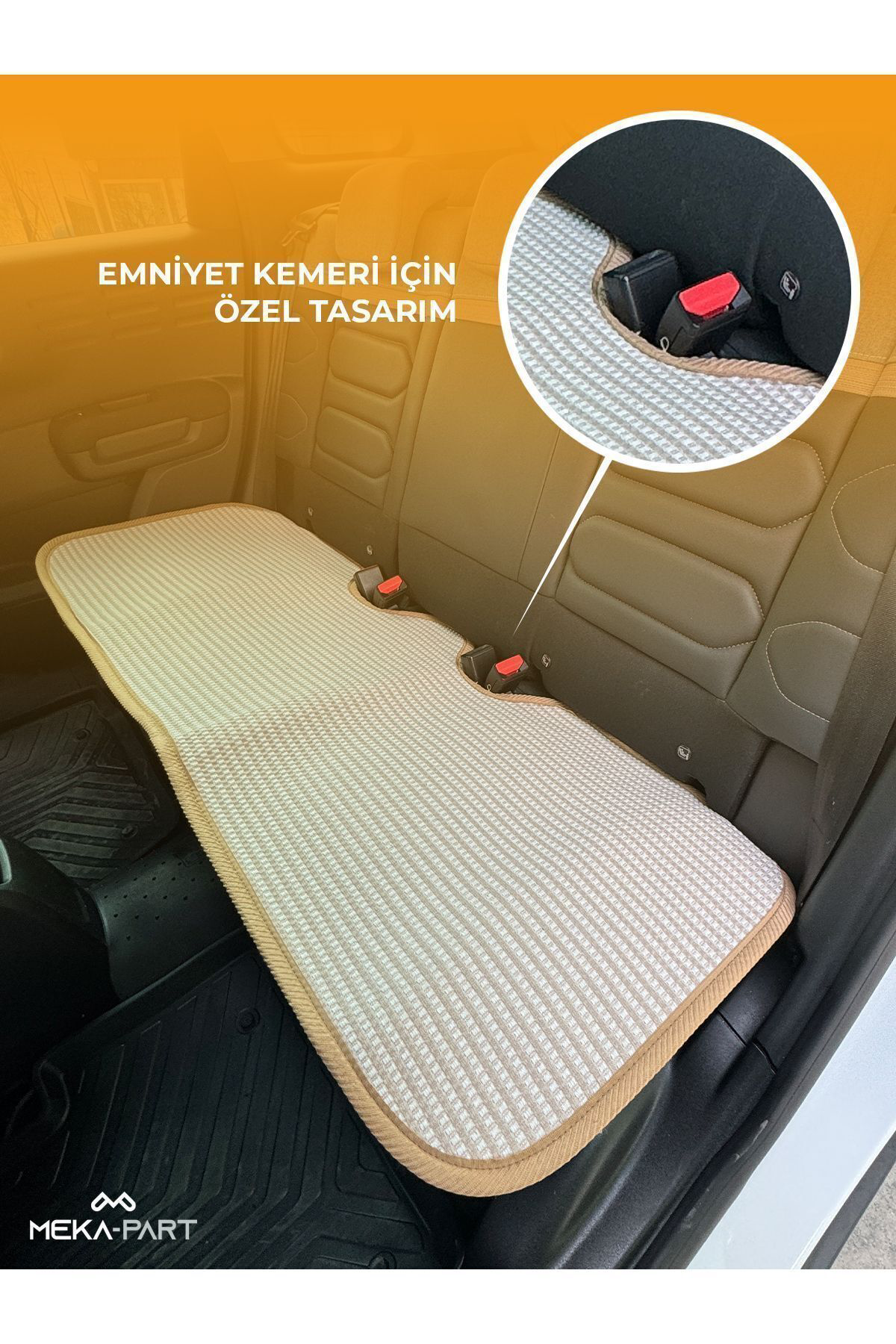 Trend Meka Part Terletmez Koltuk Koruyucu Kılıf Bej3 Lü Universal 2 Par