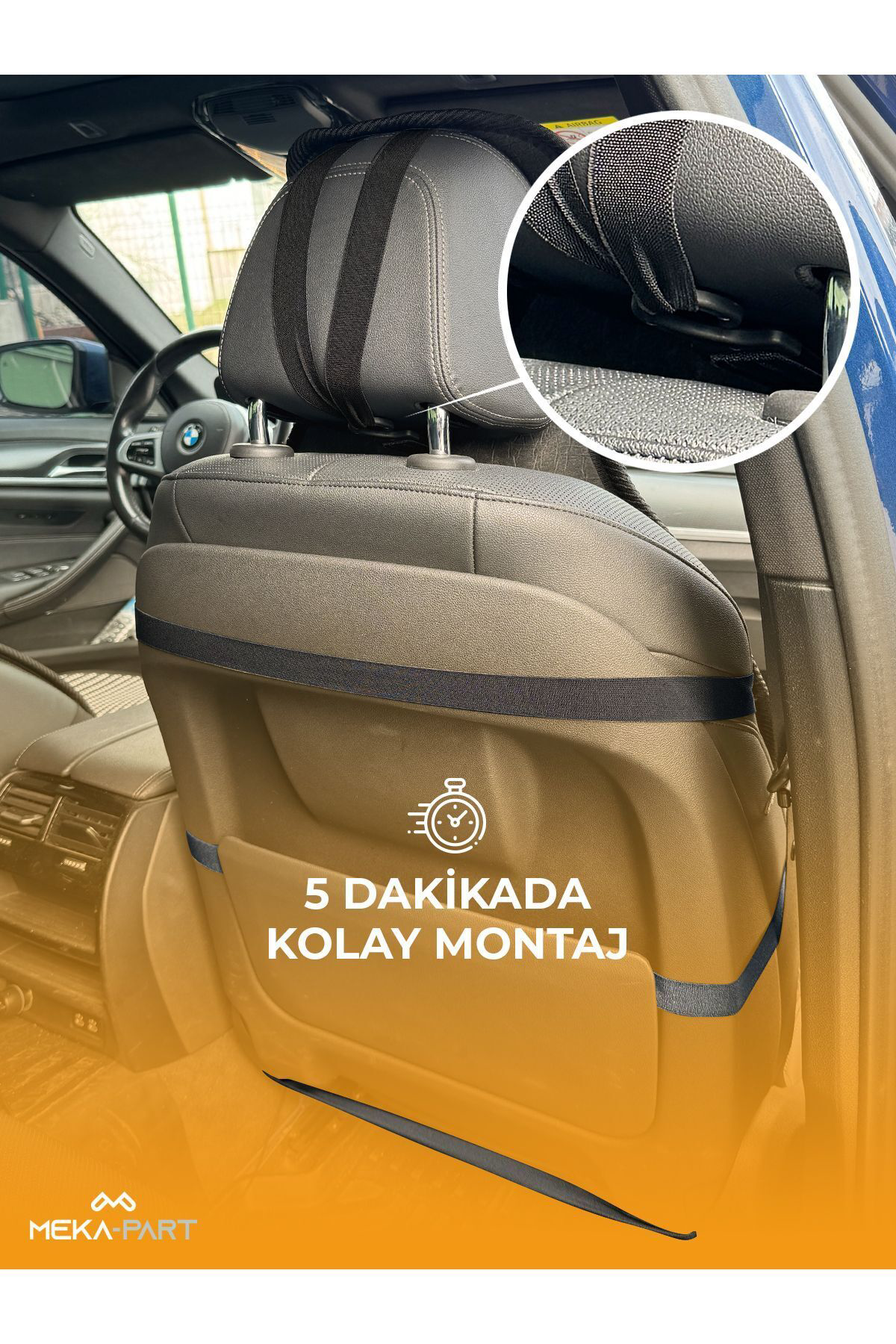 Trend Meka Part Terletmez Koltuk Koruyucu Kilif Tekli Siyah Universal 1