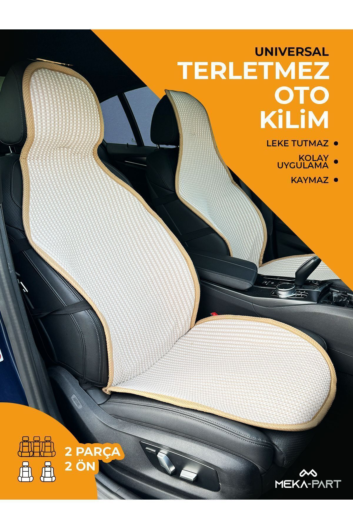 Trend Meka Part Terletmez Koltuk Koruyucu Kılıf Bej Universal 2 Parça Ö