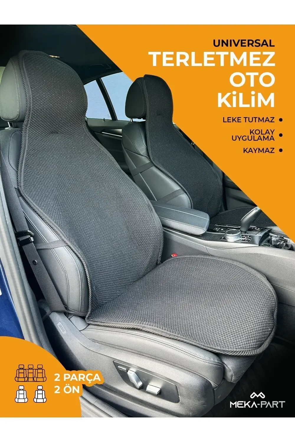 Meka Part Terletmez Koltuk Koruyucu Kılıf Siyah Universal 2 Parça