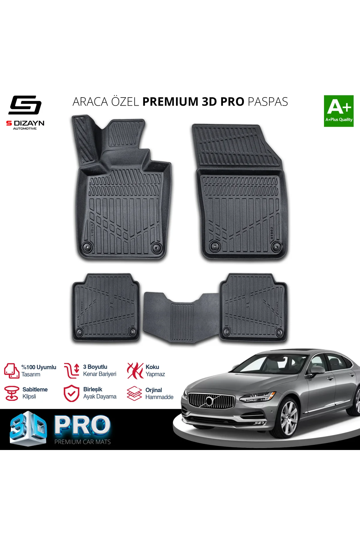 Meka Part Volvo S90 3D Pro Havuzlu Paspas 2020 Üzeri A+ Kalite