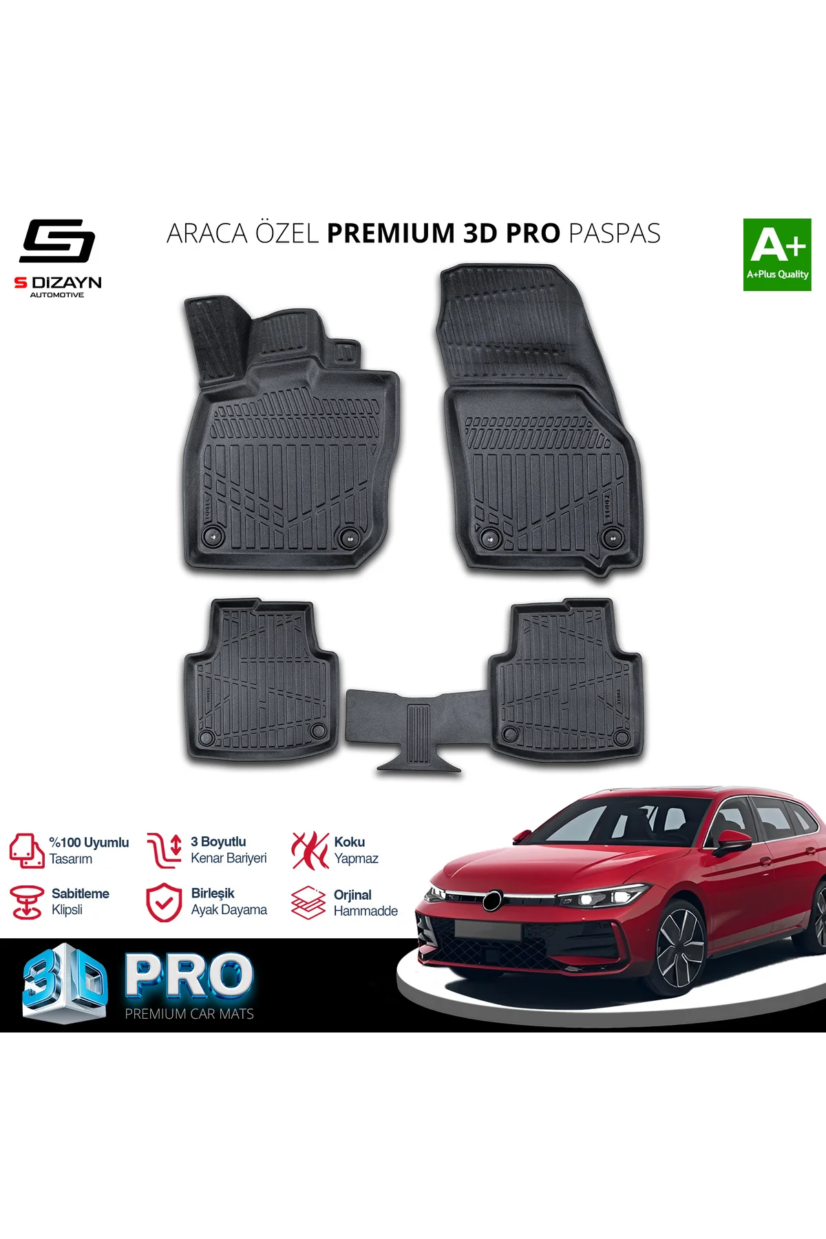 Meka Part VW Passat B9 3D Pro Havuzlu Paspas 2023 Üzeri A+ Kalite