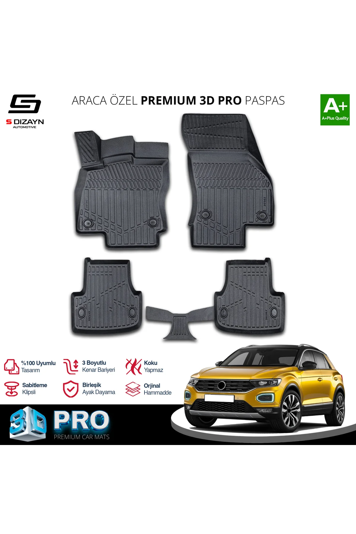 Meka Part VW T-Roc 3D Pro Havuzlu Paspas 2019-2021 A+ Kalite
