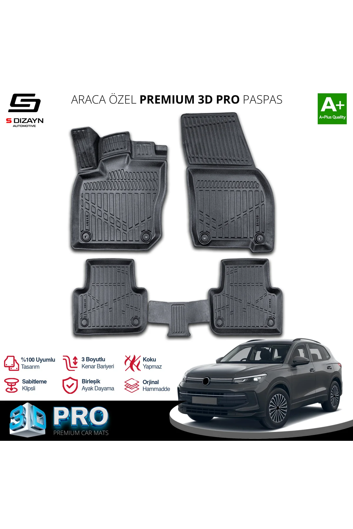 Meka Part VW Tiguan 3D Pro Havuzlu Paspas 2024 Üzeri A+ Kalite Meka Part VW Tiguan 3D Pro Havuzlu Paspas 2024 Üzeri A+ Kalite