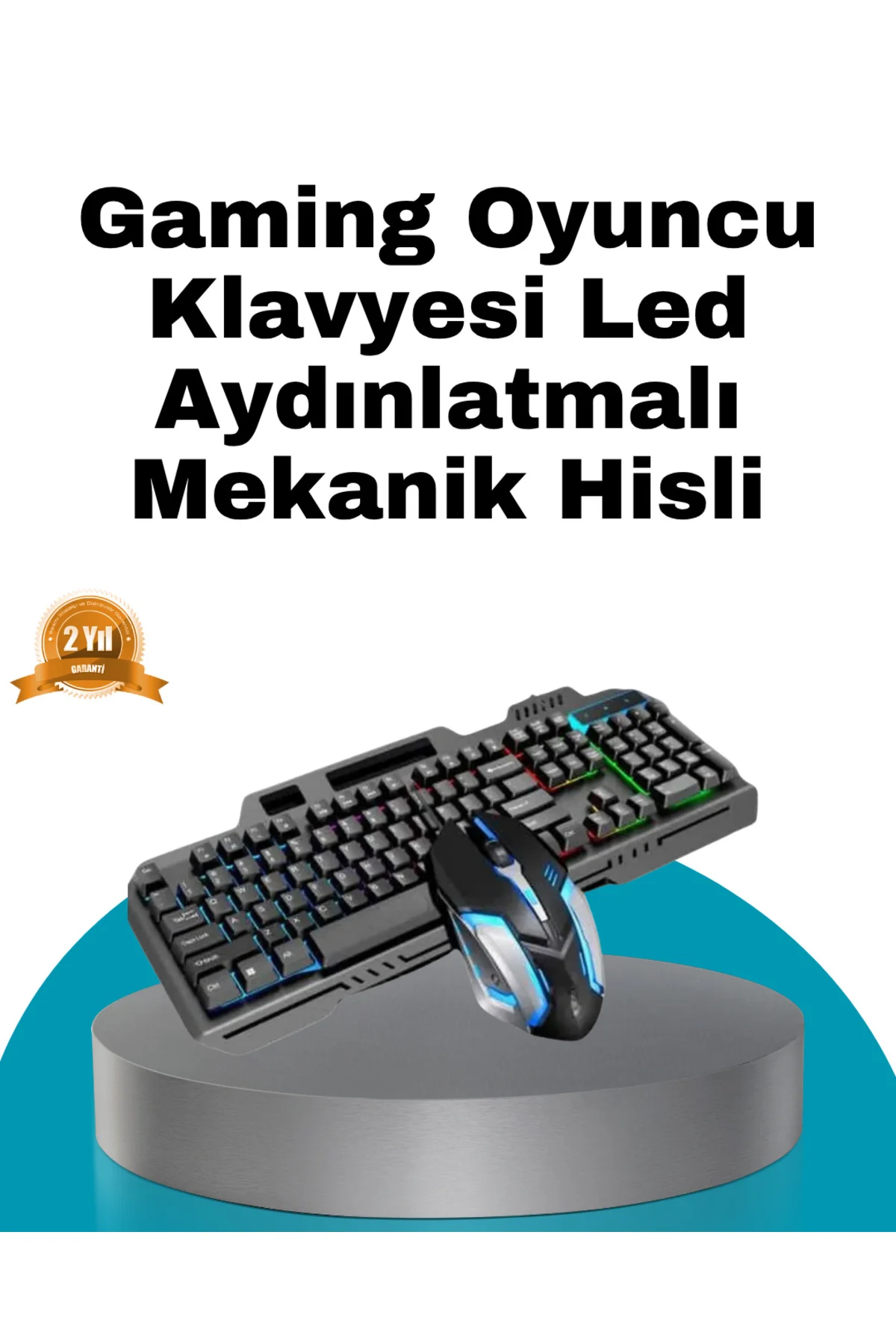 Mekanik Oyuncu Seti – LED Işıklandırma ve Ergonomik Mouse