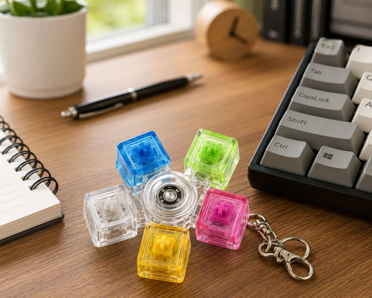 Mekanik Switch Tuşlu Stres Çarkı - Renkli Fidget Oyuncak