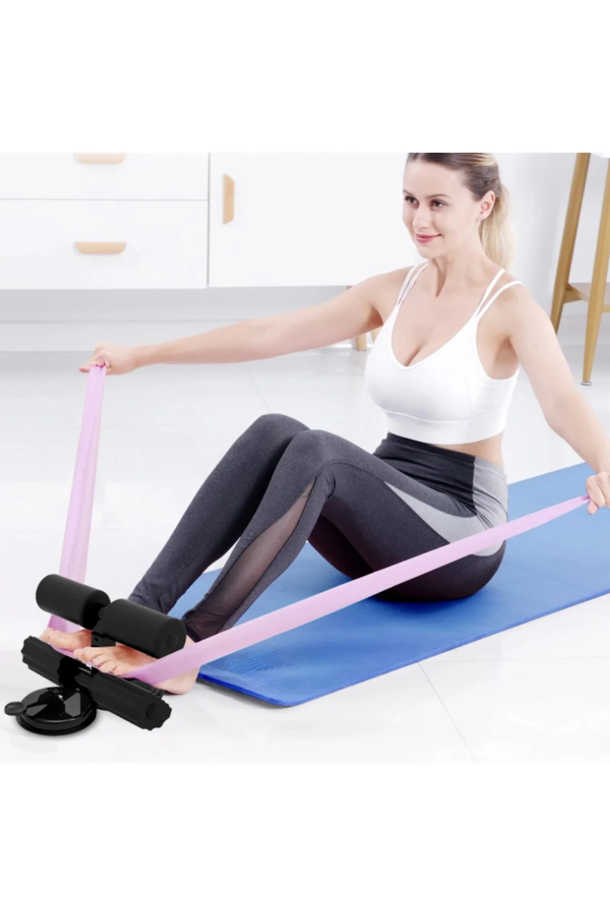Mekik Çekme Spor Aleti Ayak Destekli Vantuzlu