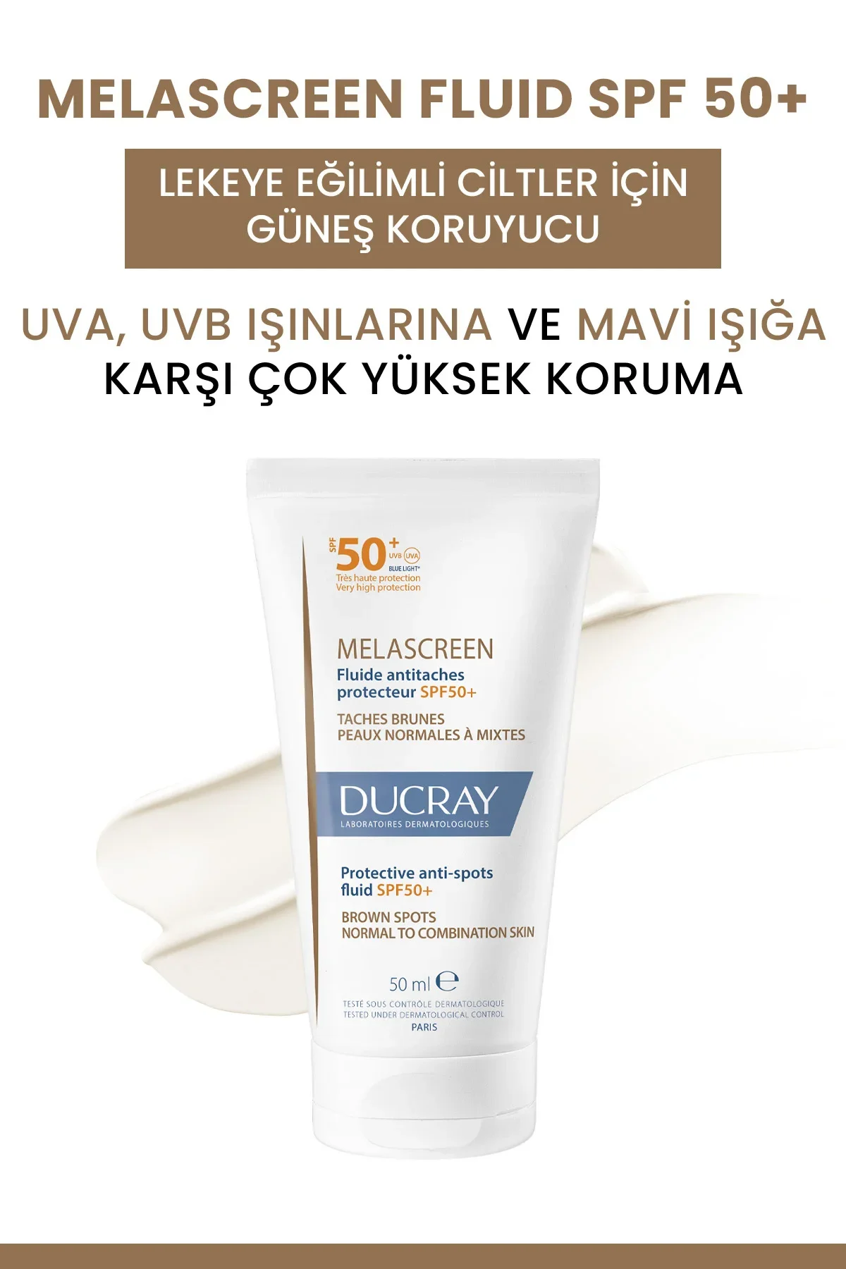 Melascreen UV Fluid SPF 50+ Leke Karşıtı Normal ve Karma Ciltler Melascreen UV Fluid SPF 50+ Leke Karşıtı Normal ve Karma Ciltler - Görsel 2