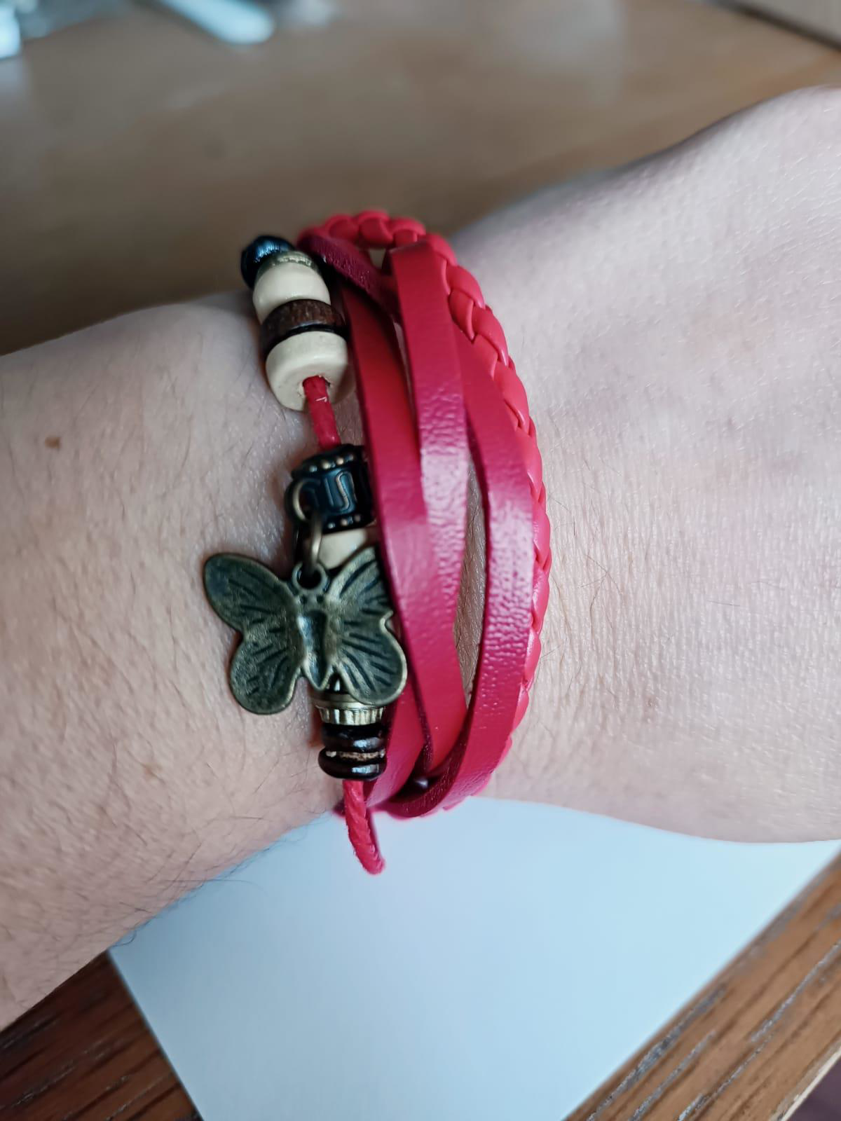 Azemax Melike Kelebekli Kırmızı Bileklik