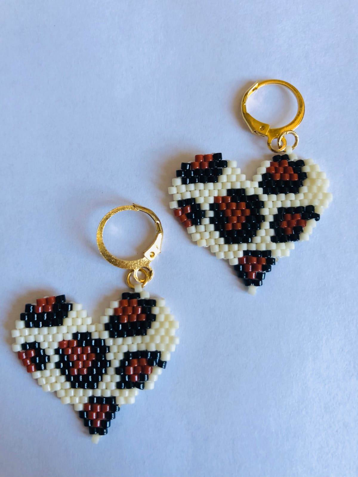 Azemax Melike Miyuki  Bileklik Ve Küpe Seti/Leo Kalp/Krem Kahve