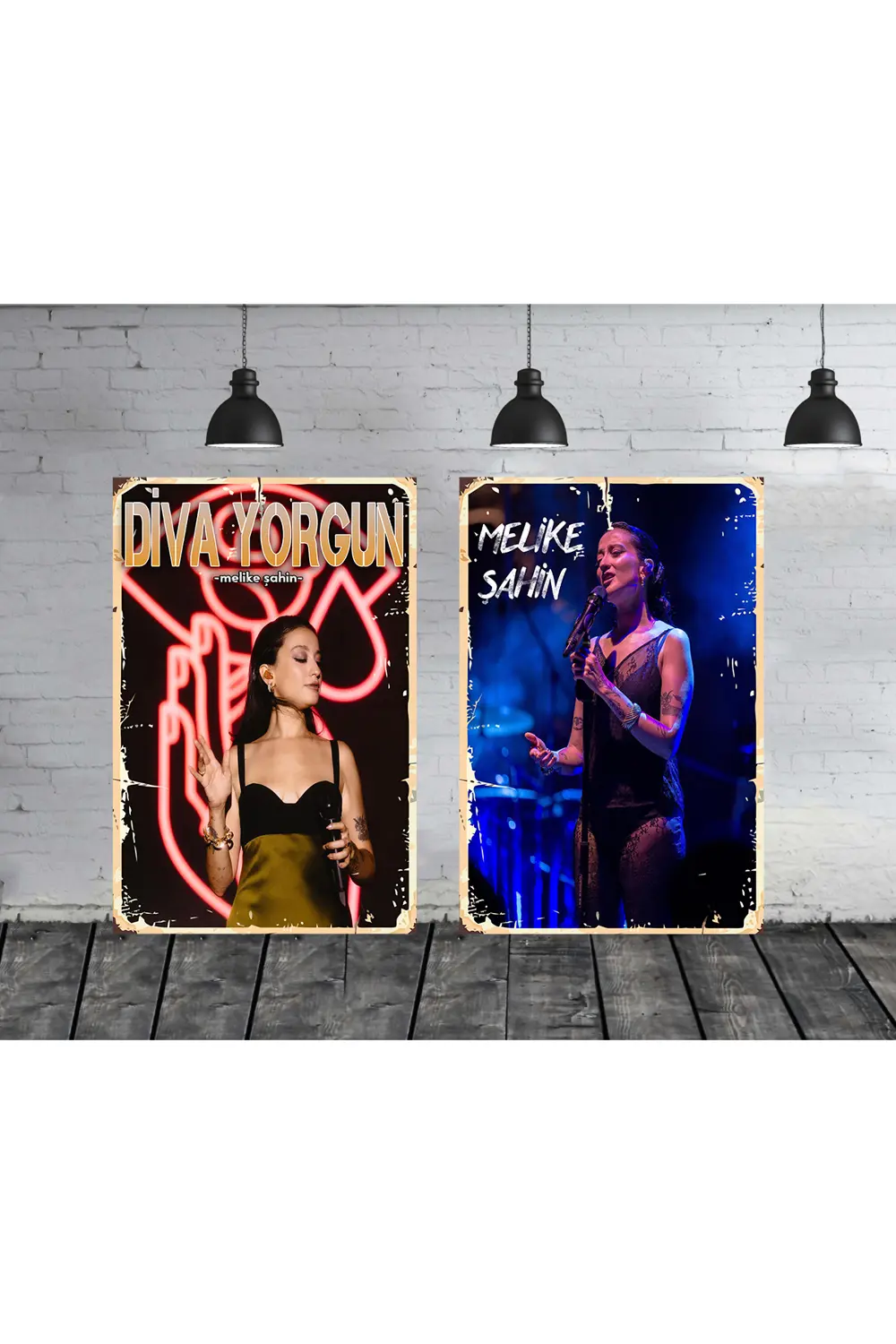 Melike Şahin Seti 2 Adet 20x30 Cm Retro Ahşap Poster