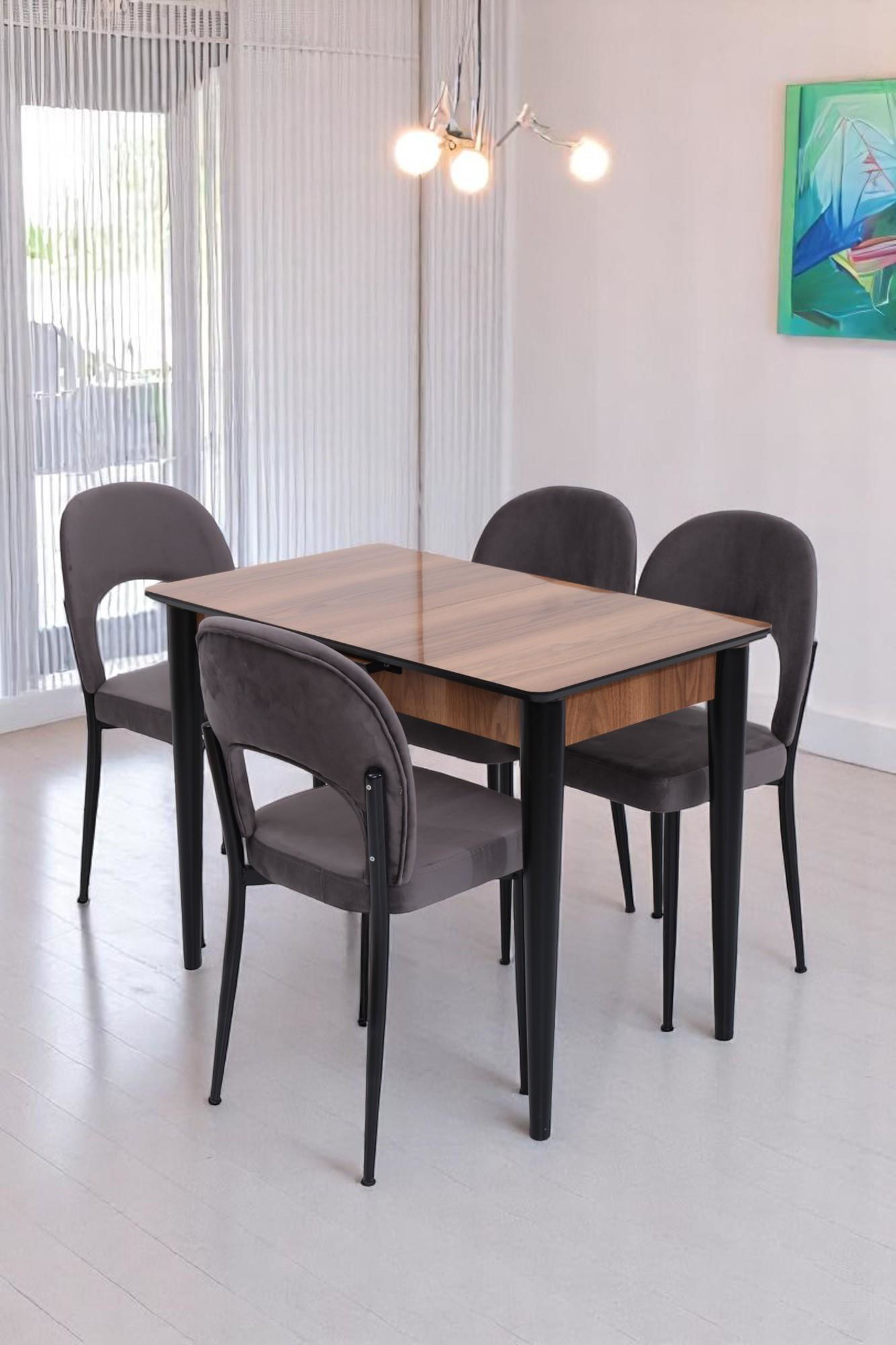 Erezogullari Mobilya Melisa Hilal Lak Panel Açilir Mutfak Masa Sandalye Takimi 60X100