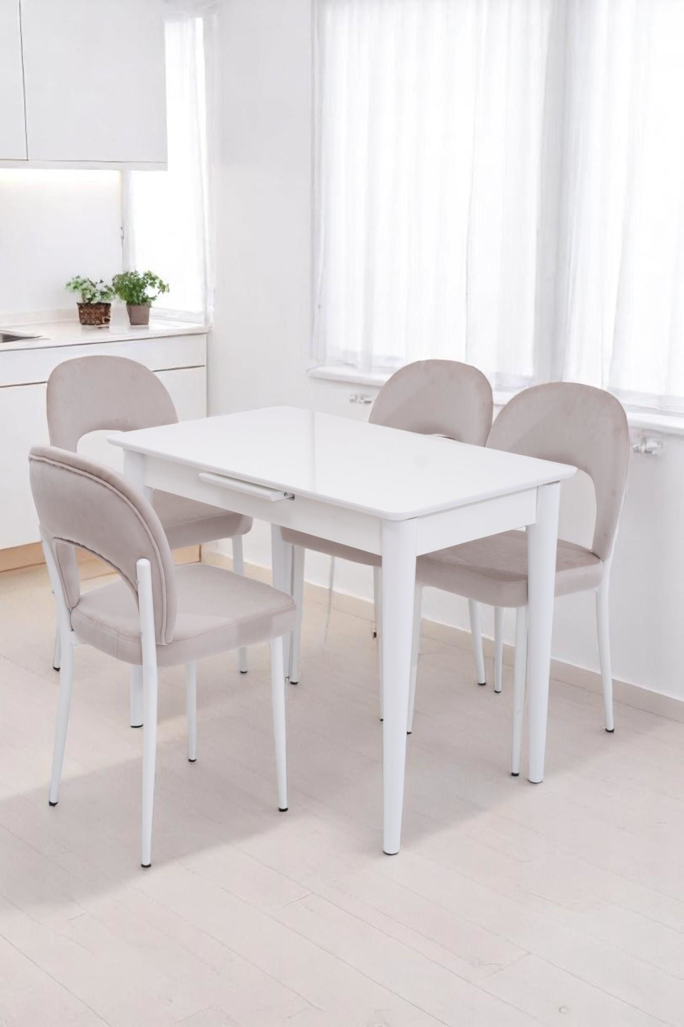 Erezogullari Mobilya Melisa Hilal Lak Panel Açilir Mutfak Masa Sandalye Takimi 60X100