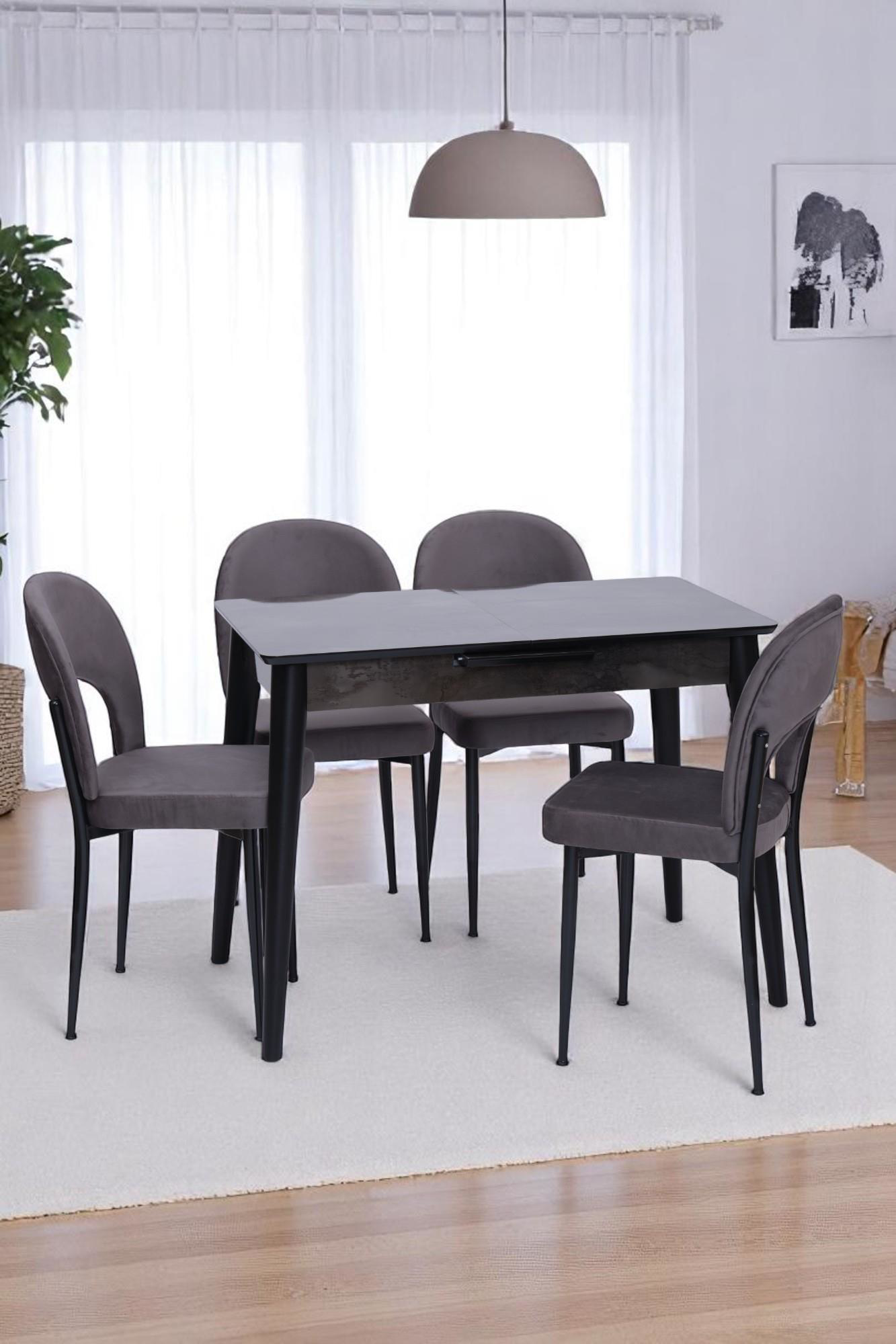Erezogullari Mobilya Melisa Hilal Lak Panel Açilir Mutfak Masa Sandalye Takimi 60X100