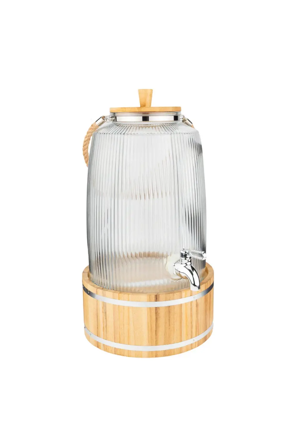 Melo Bambu Kapak ve Ahşap Standlı Cam Sebil 6L bambum